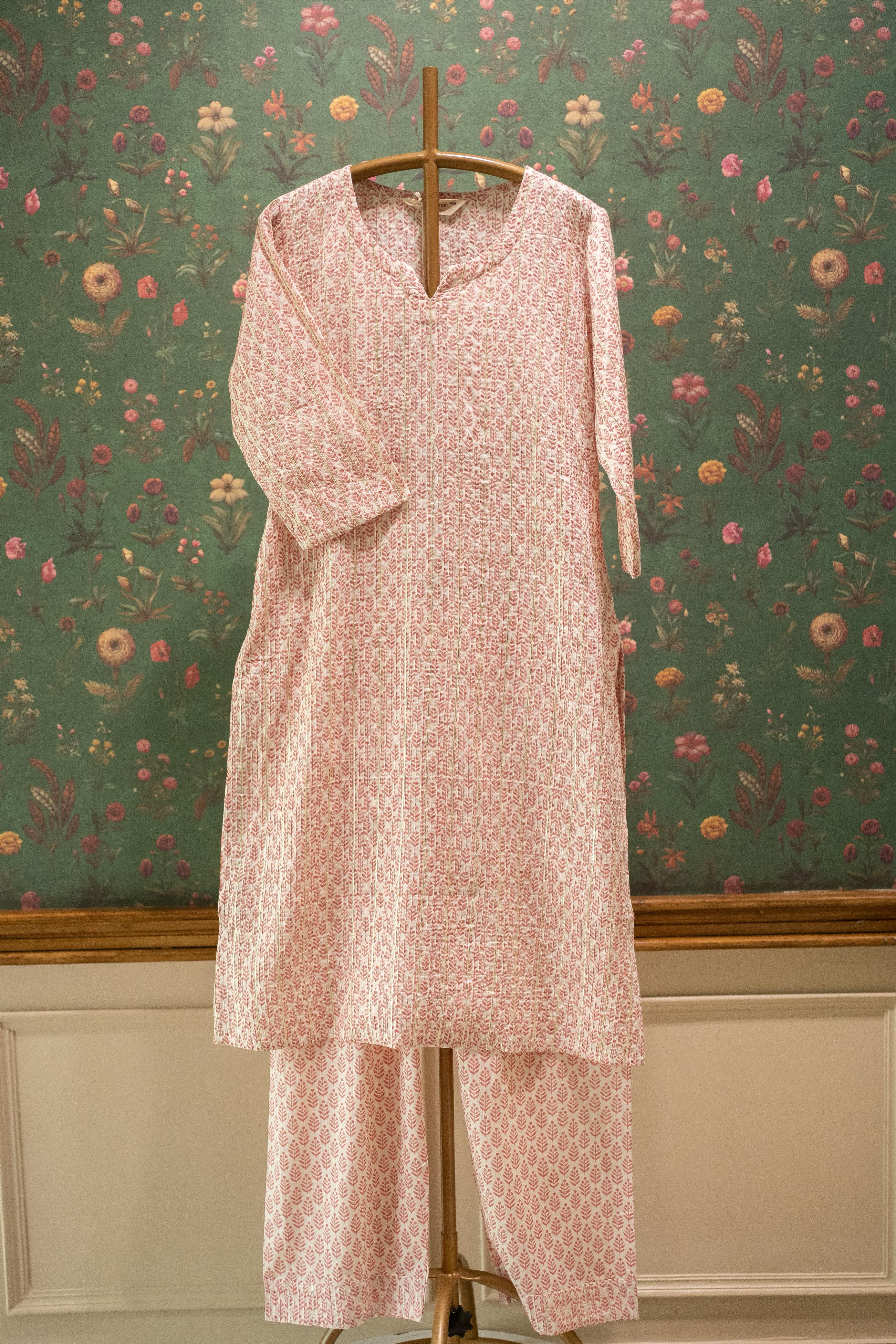 Saaz Pink Printed Cotton Co-ord Set | HER-506