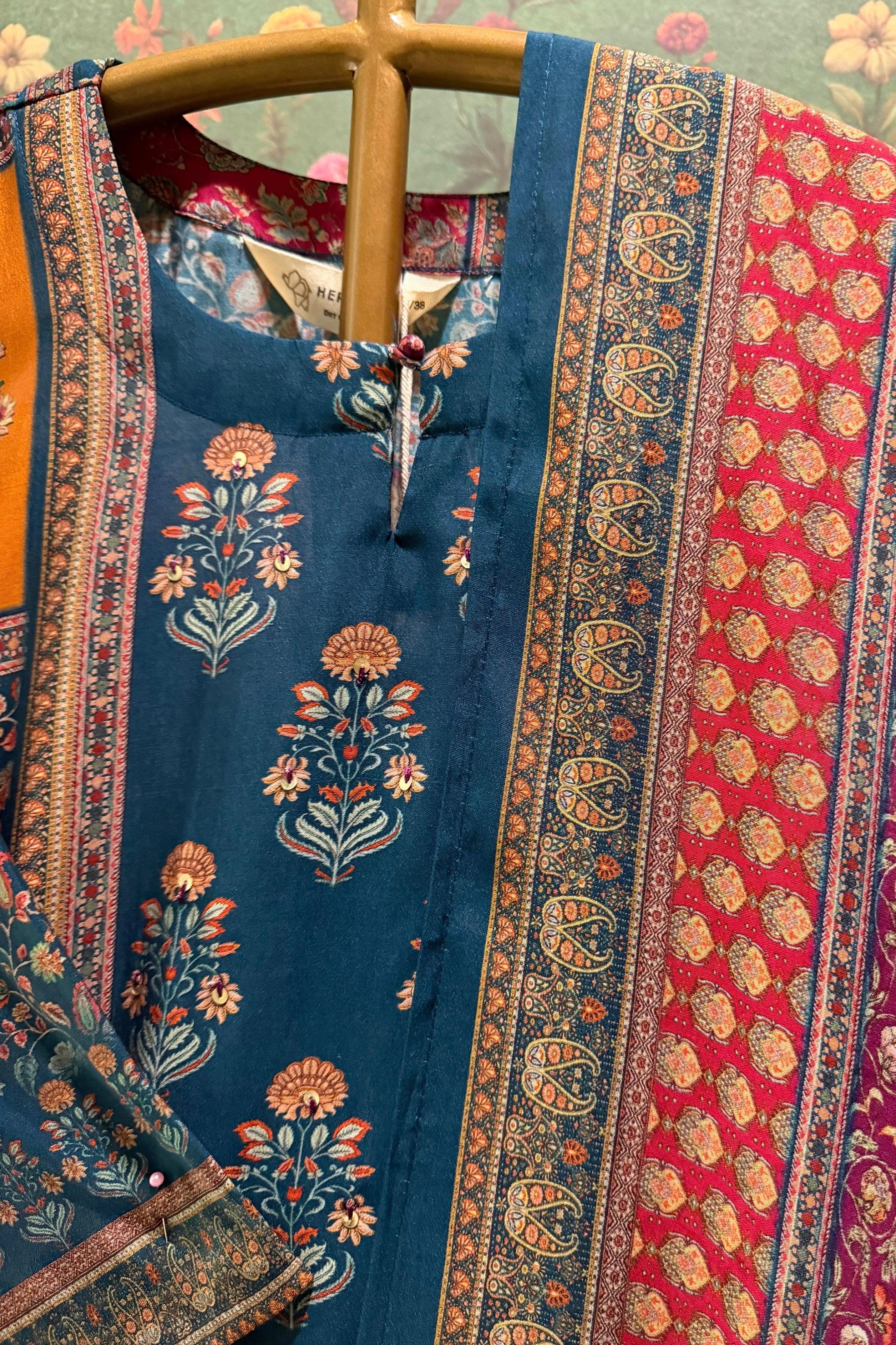 Gulshan Teal Mosaic Premium Suit Set | HER-572