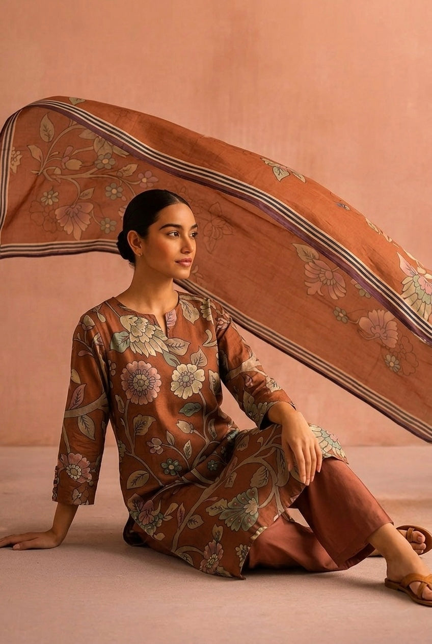 Rust Orange Terracotta Cotton Suit Set | HER-699