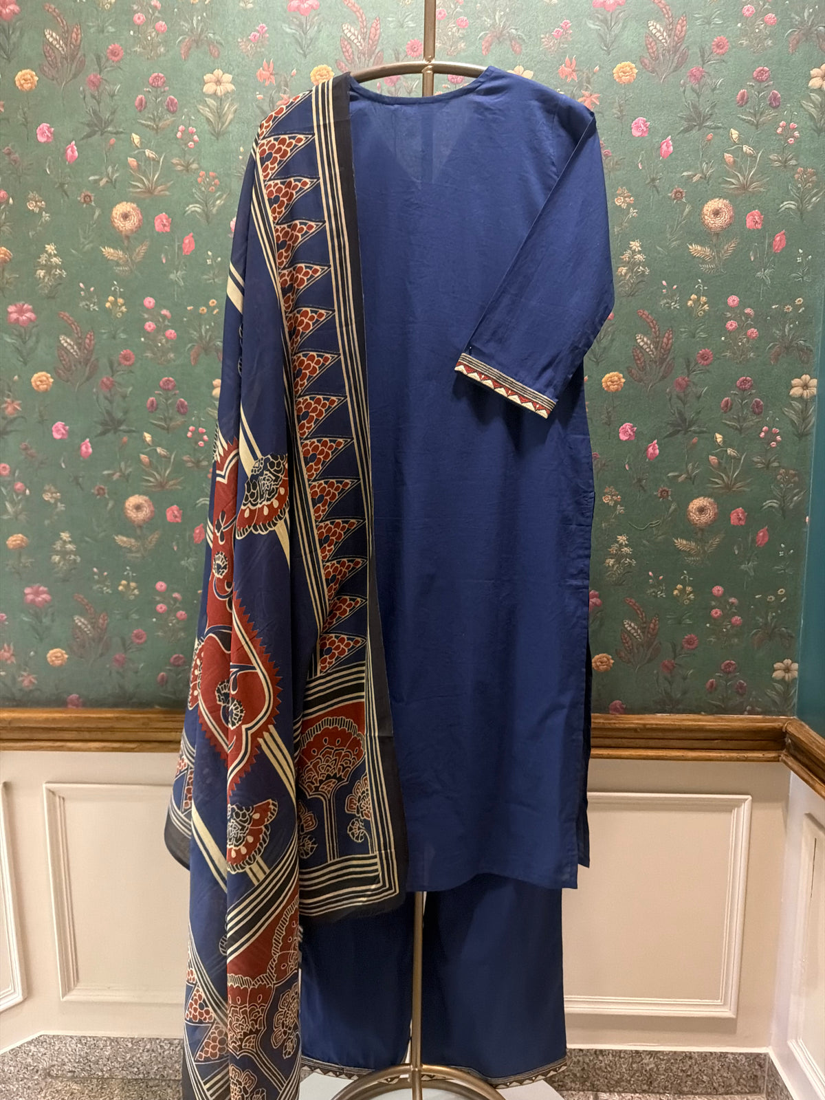 Indigo Blue Classic Cotton Suit Set | HER-682