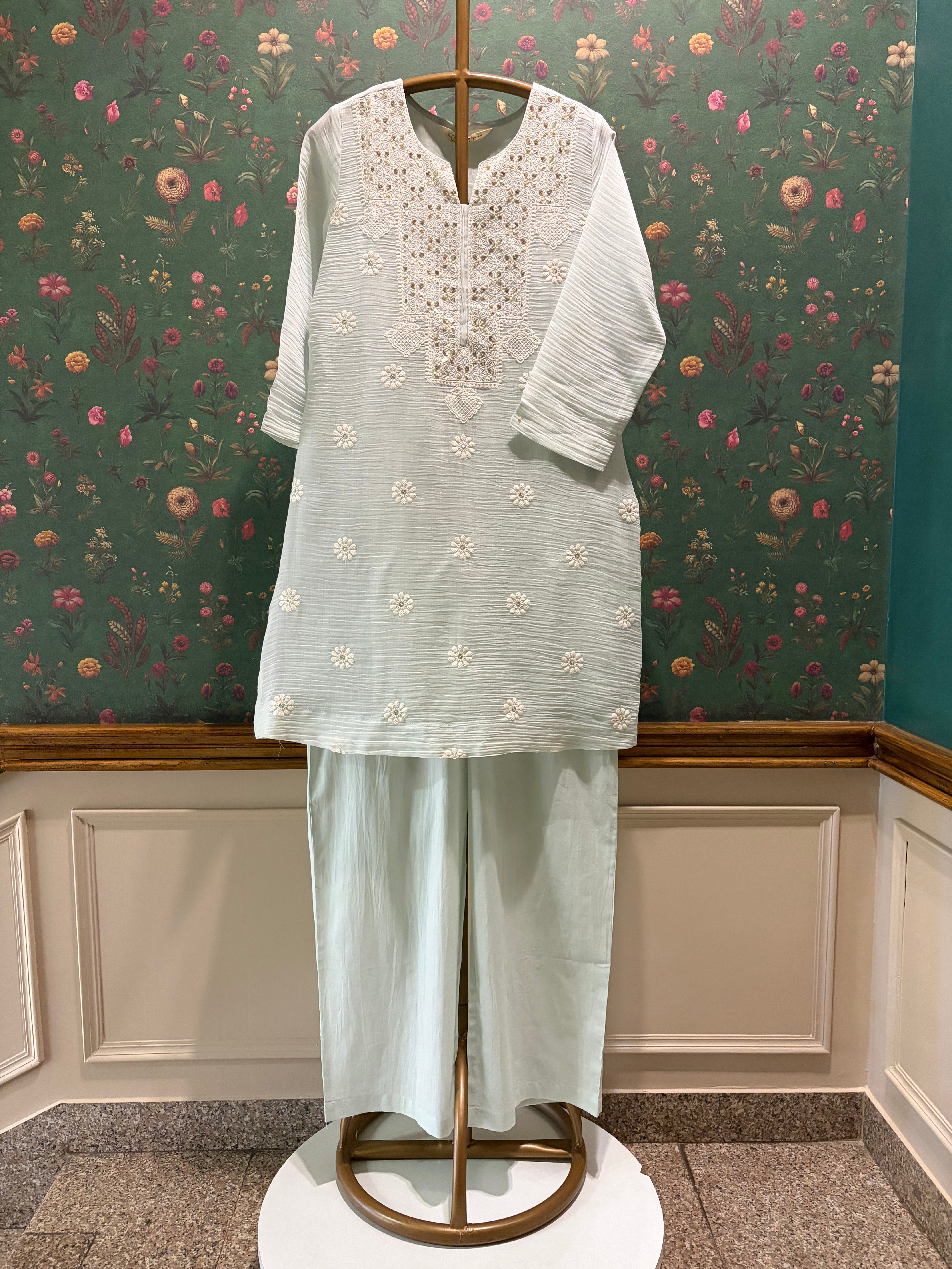 Pastel Blue Embroidered Kurta/Co-ord Set | HER-779