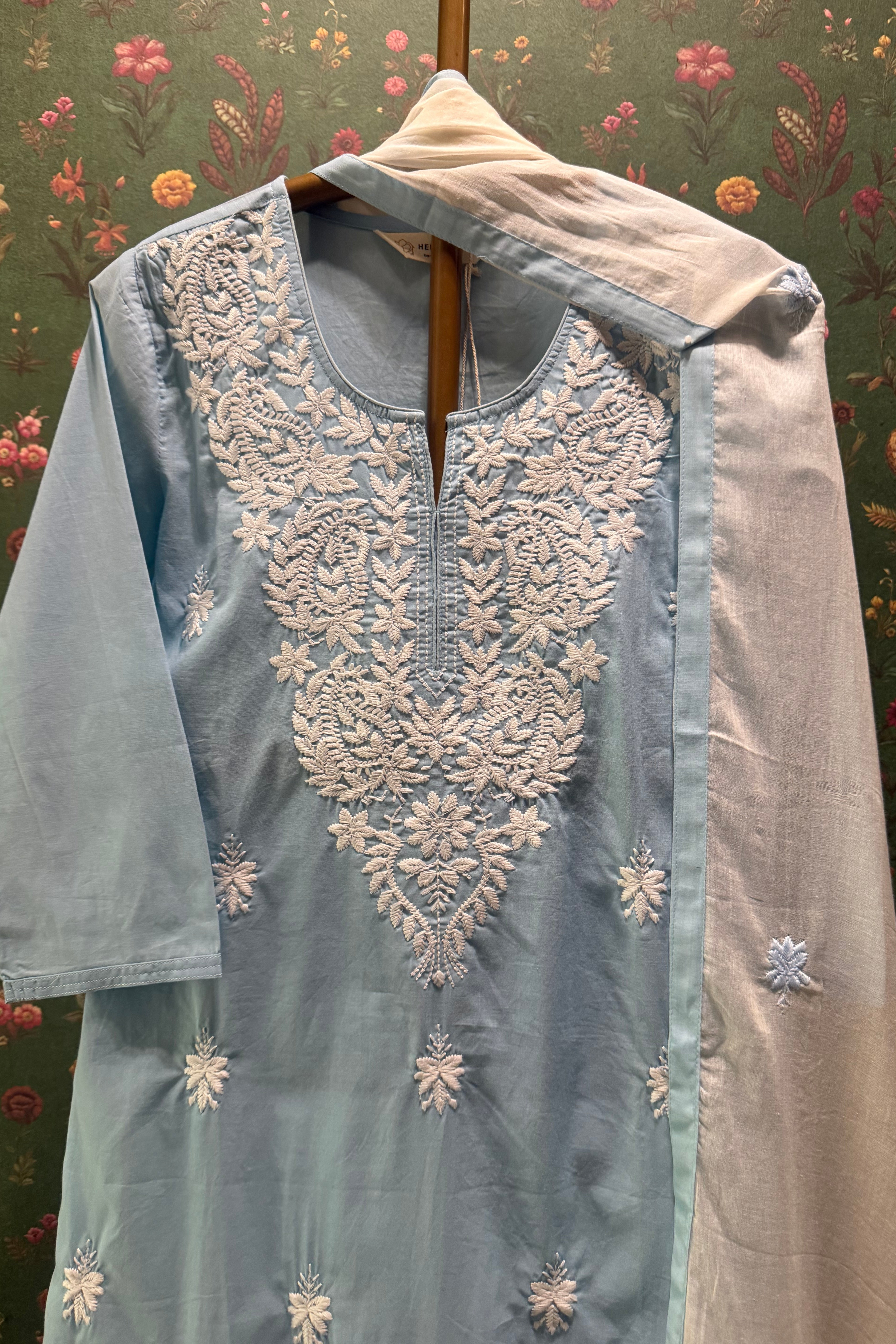 Pastel Blue Chikankari Suit Set | HER-703