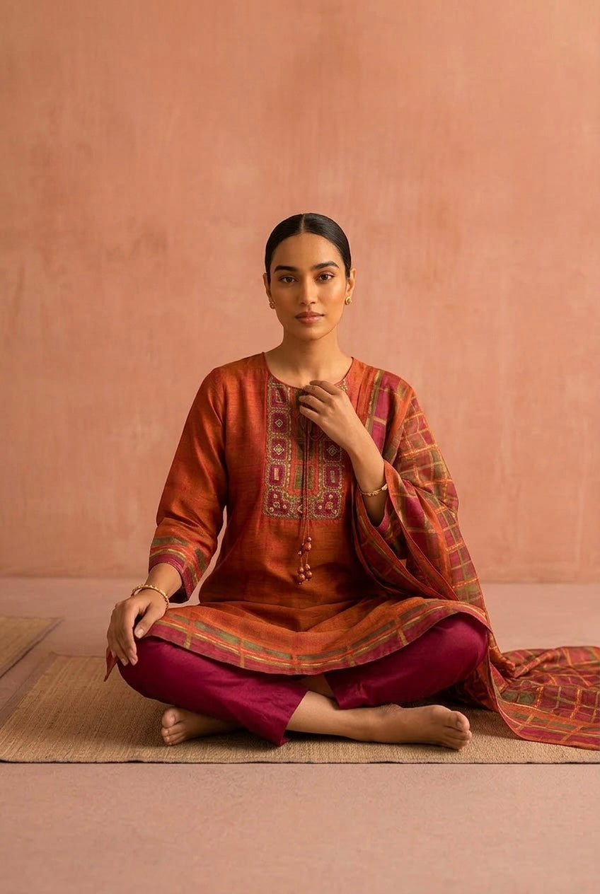 Amber Silk Suit Set | HER-632