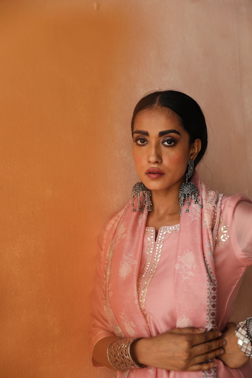 Pastel Pink Chanderi Suit Set | HER-252