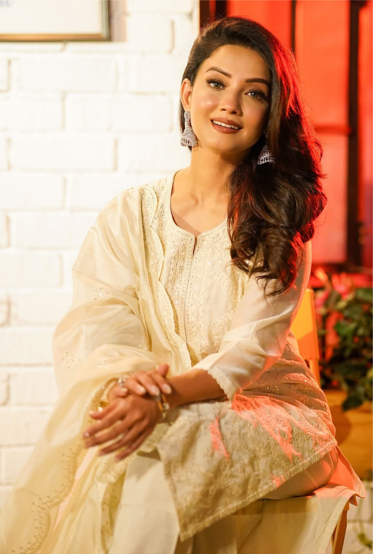 Ziya Off-White Chanderi Suit Set | HER-418