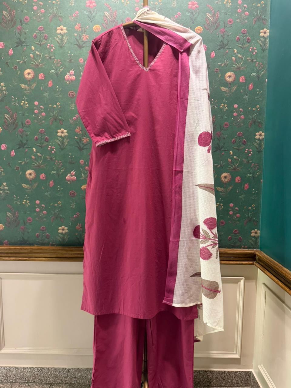 Berry Pink Oversized Cotton Suit Set | HER-689