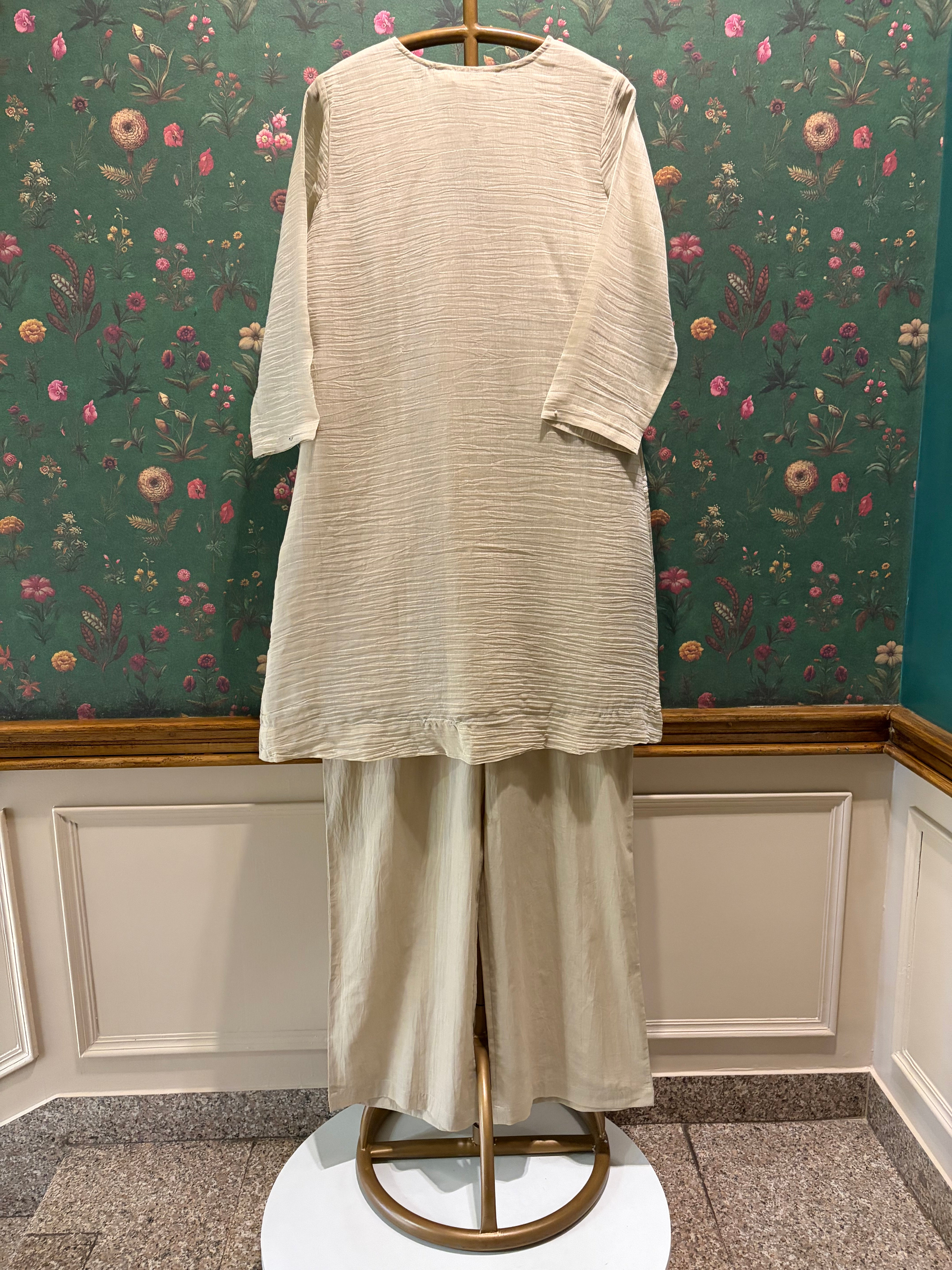 Sand Beige Embroidered Kurta/Co-ord Set | HER-779