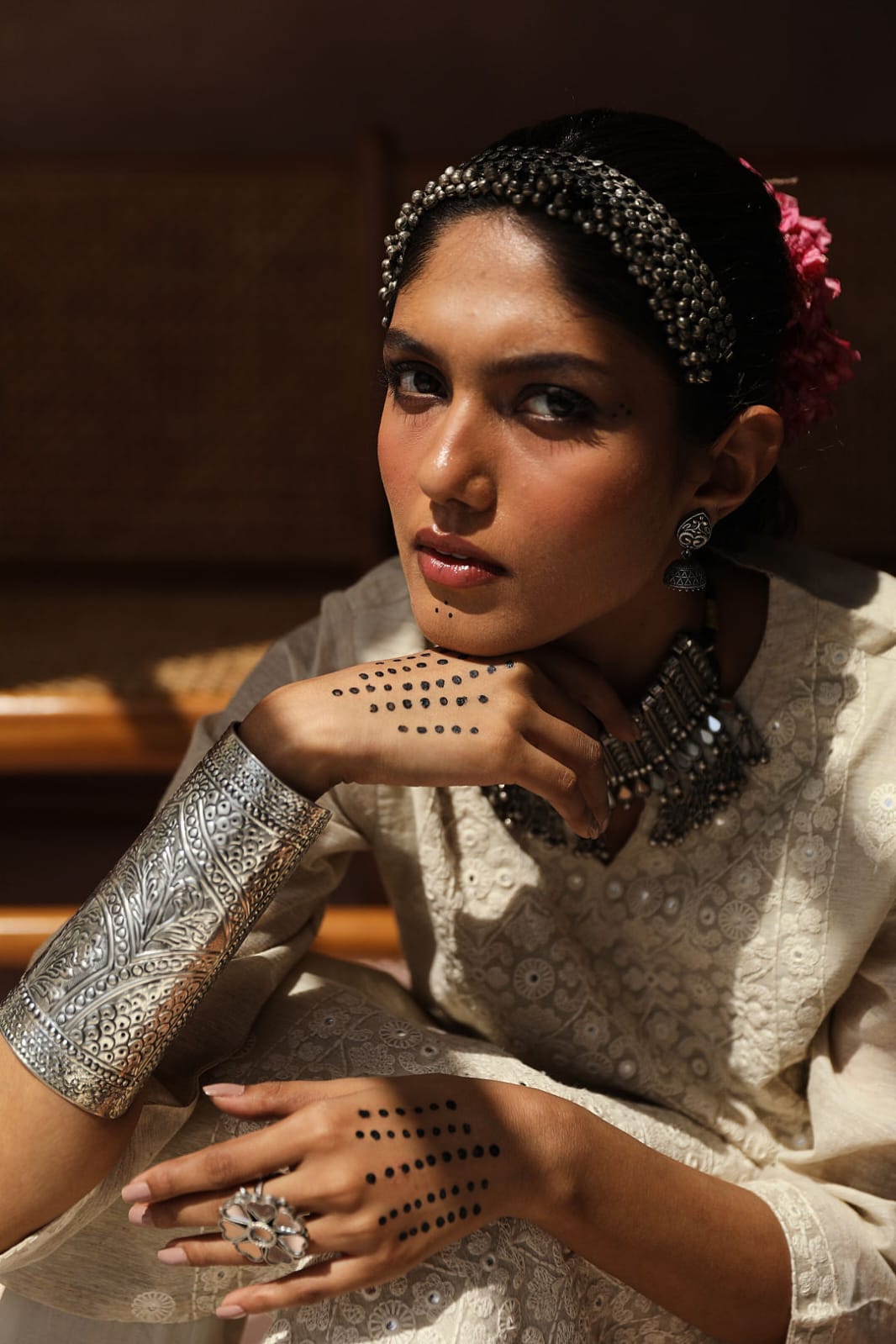 Ivory Chikankari Suit Set (with Pants)