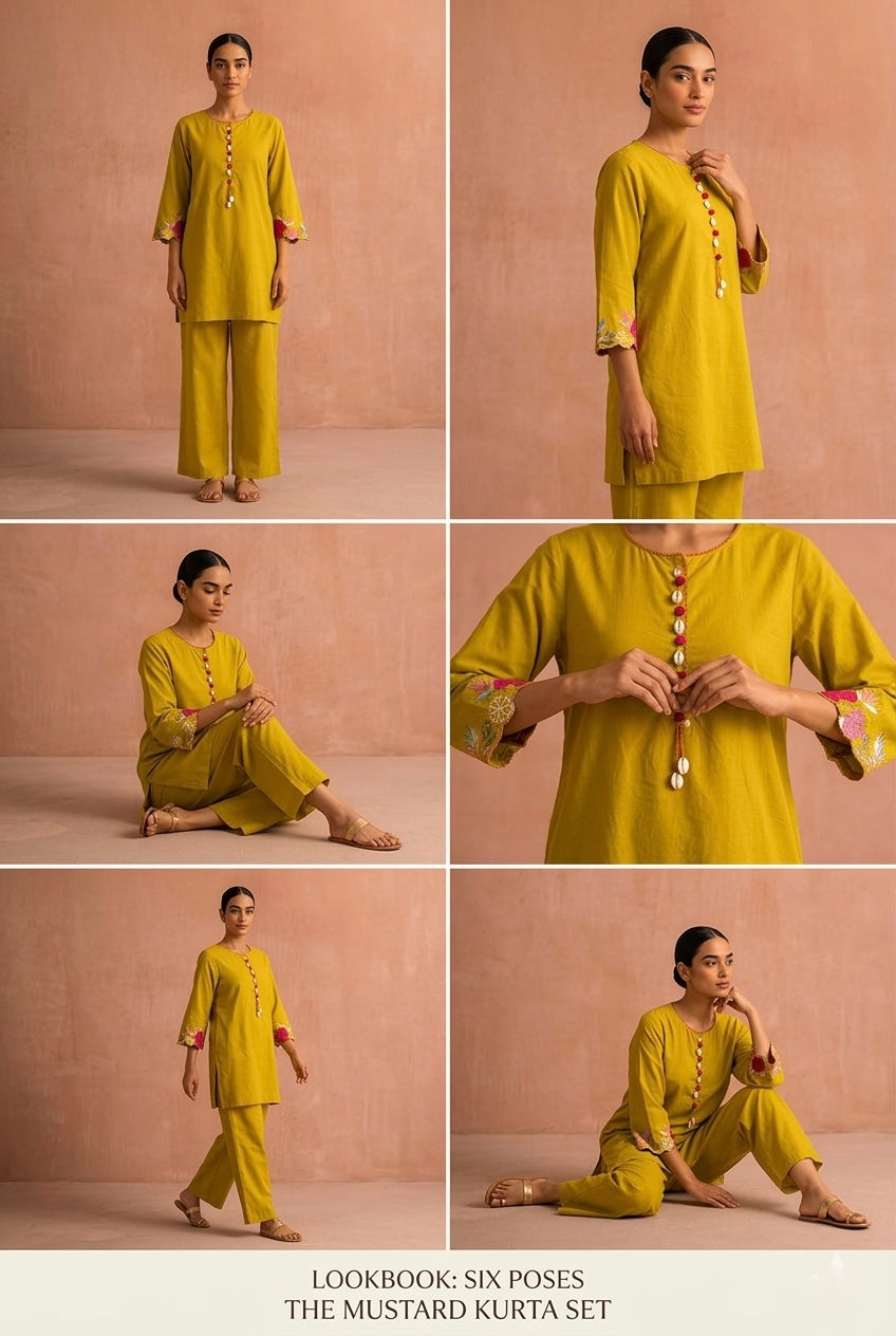 Mustard Yellow Cotton Co-ord Set | HER-581