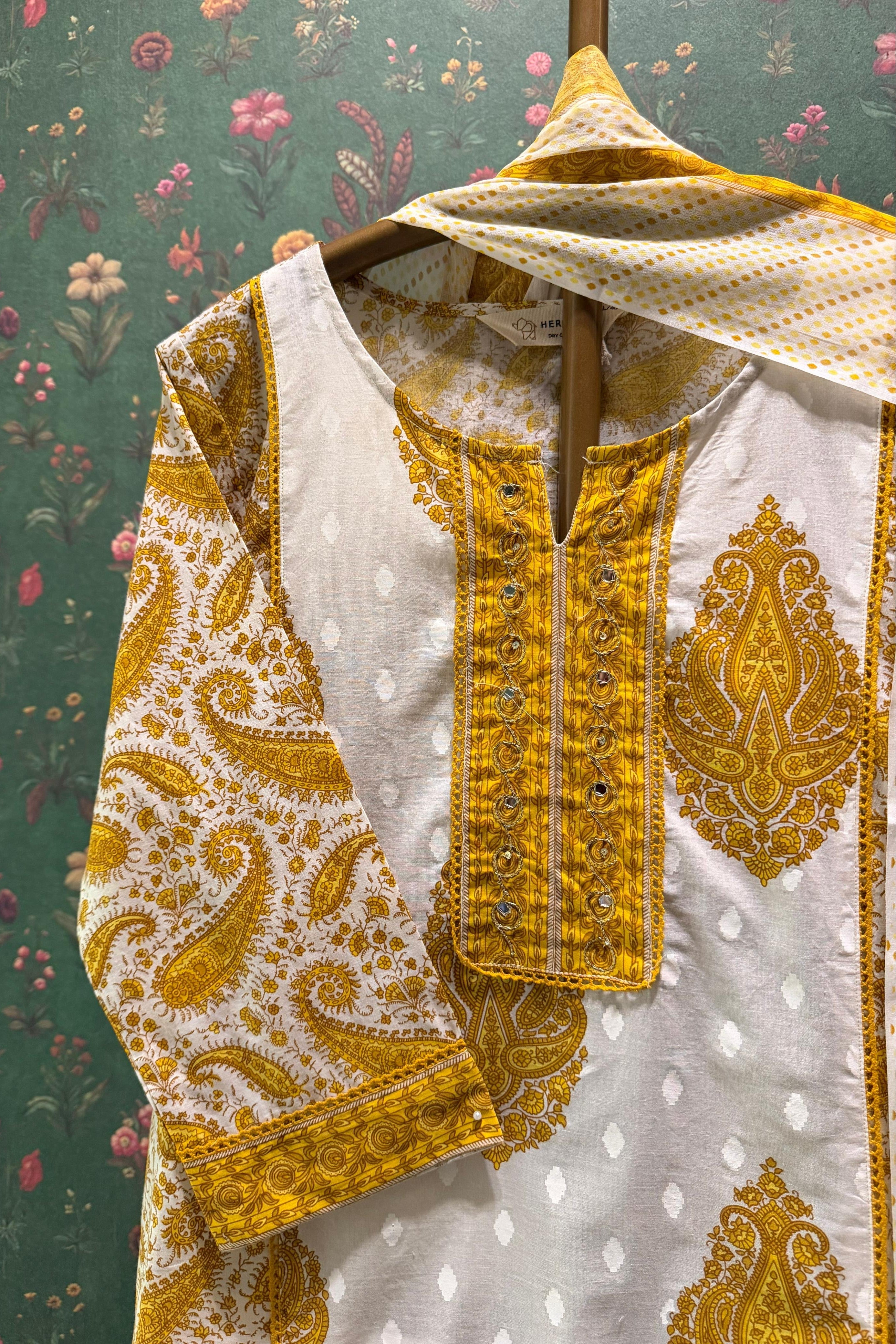 Zarifa Mustard Cotton Suit Set | HER-717