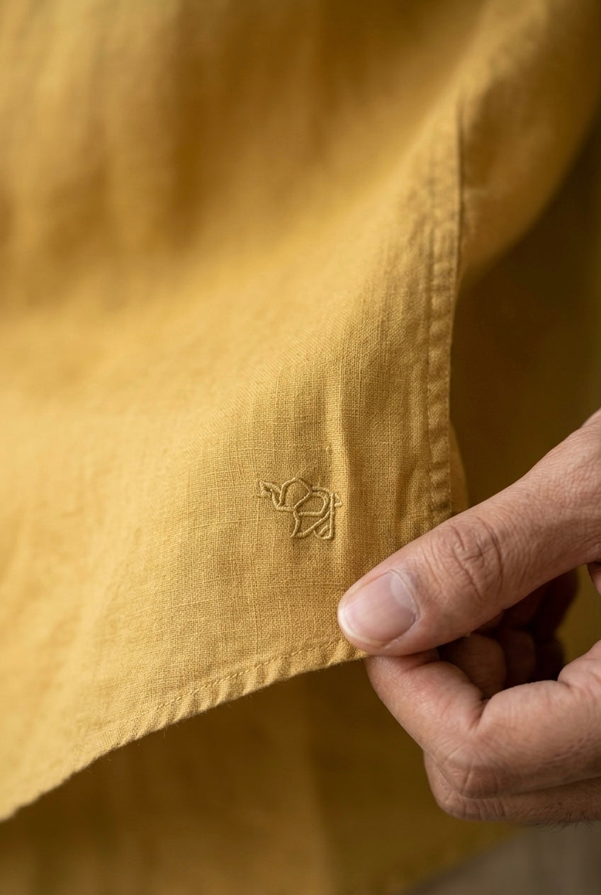 Men’s Mustard Yellow Pure Linen Full Sleeves Shirt