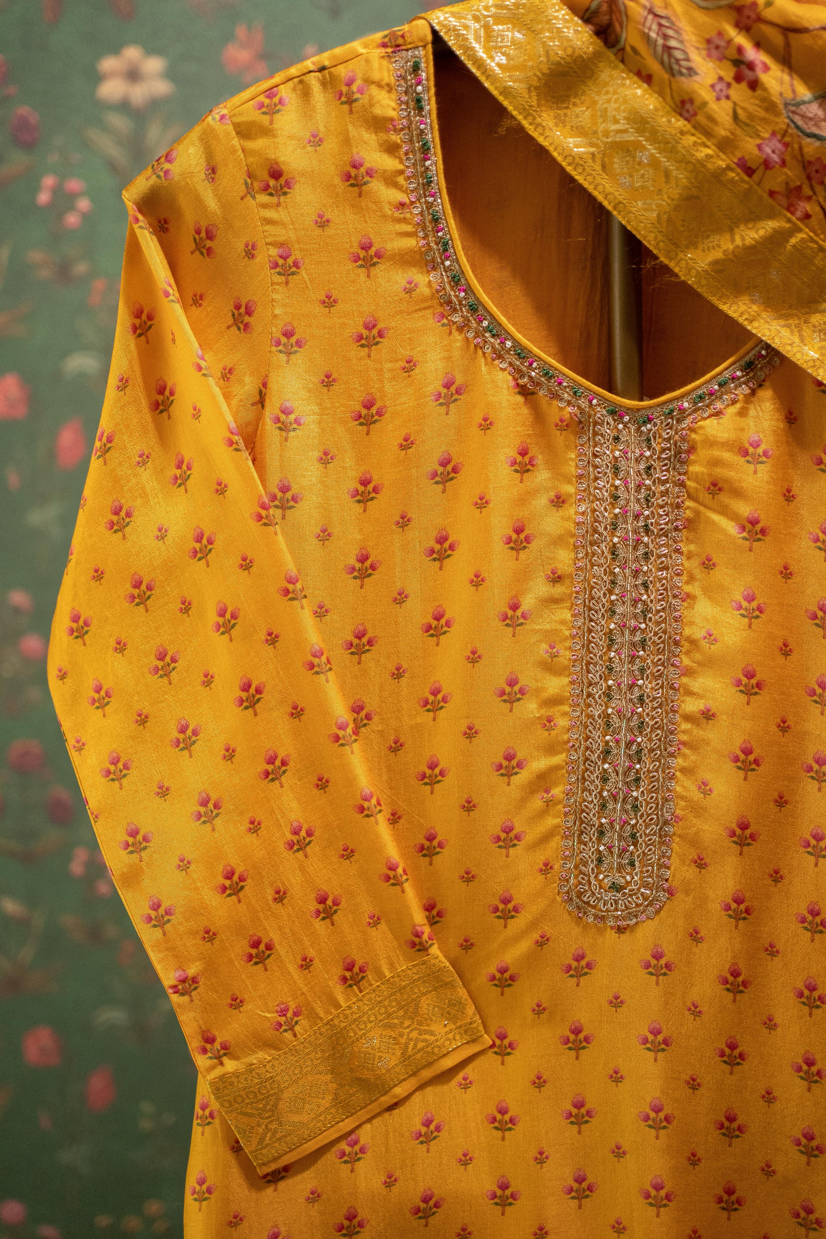 Kanika Mustard Yellow Banarasi Suit Set | HER-557 YELLOW