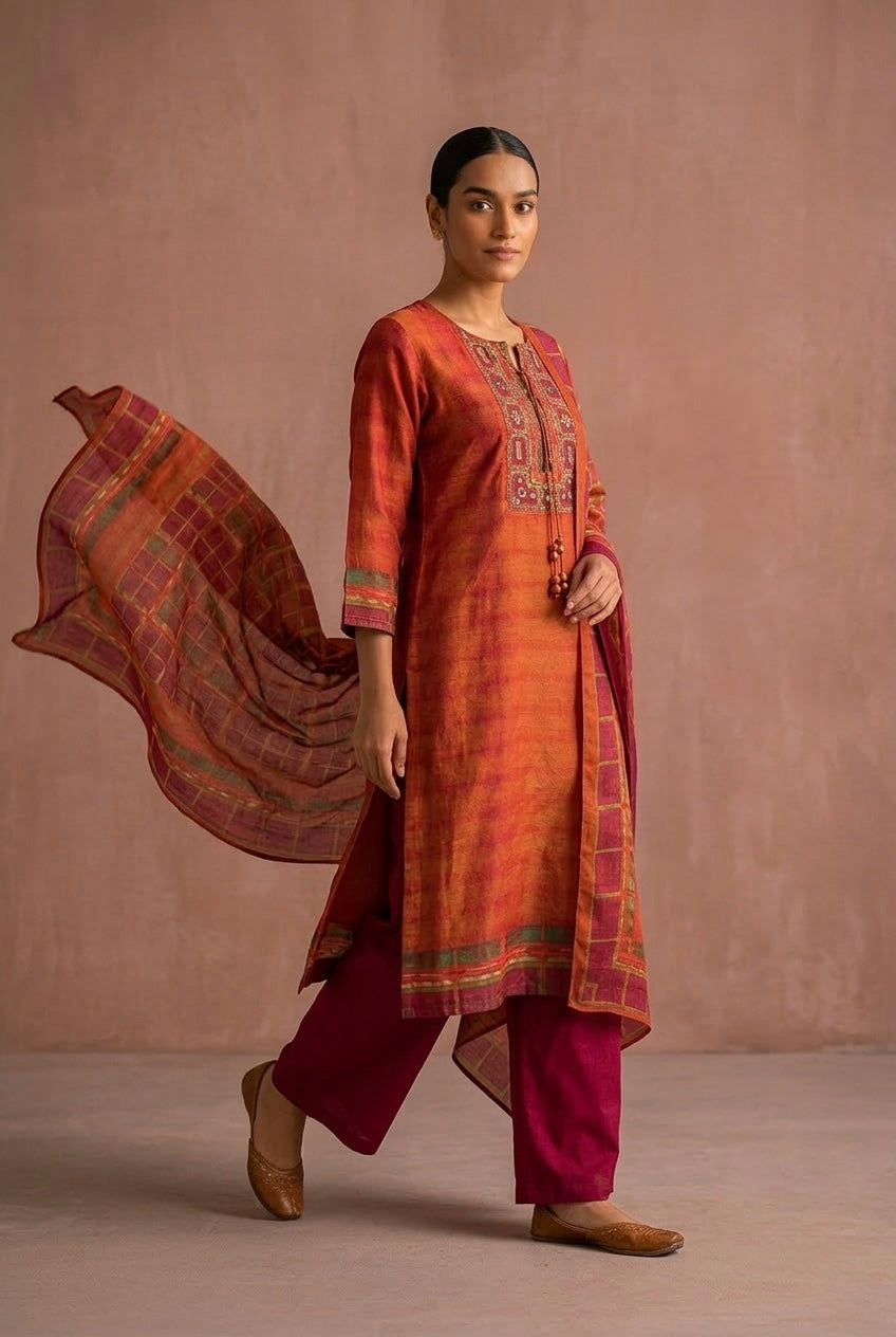 Amber Silk Suit Set | HER-632