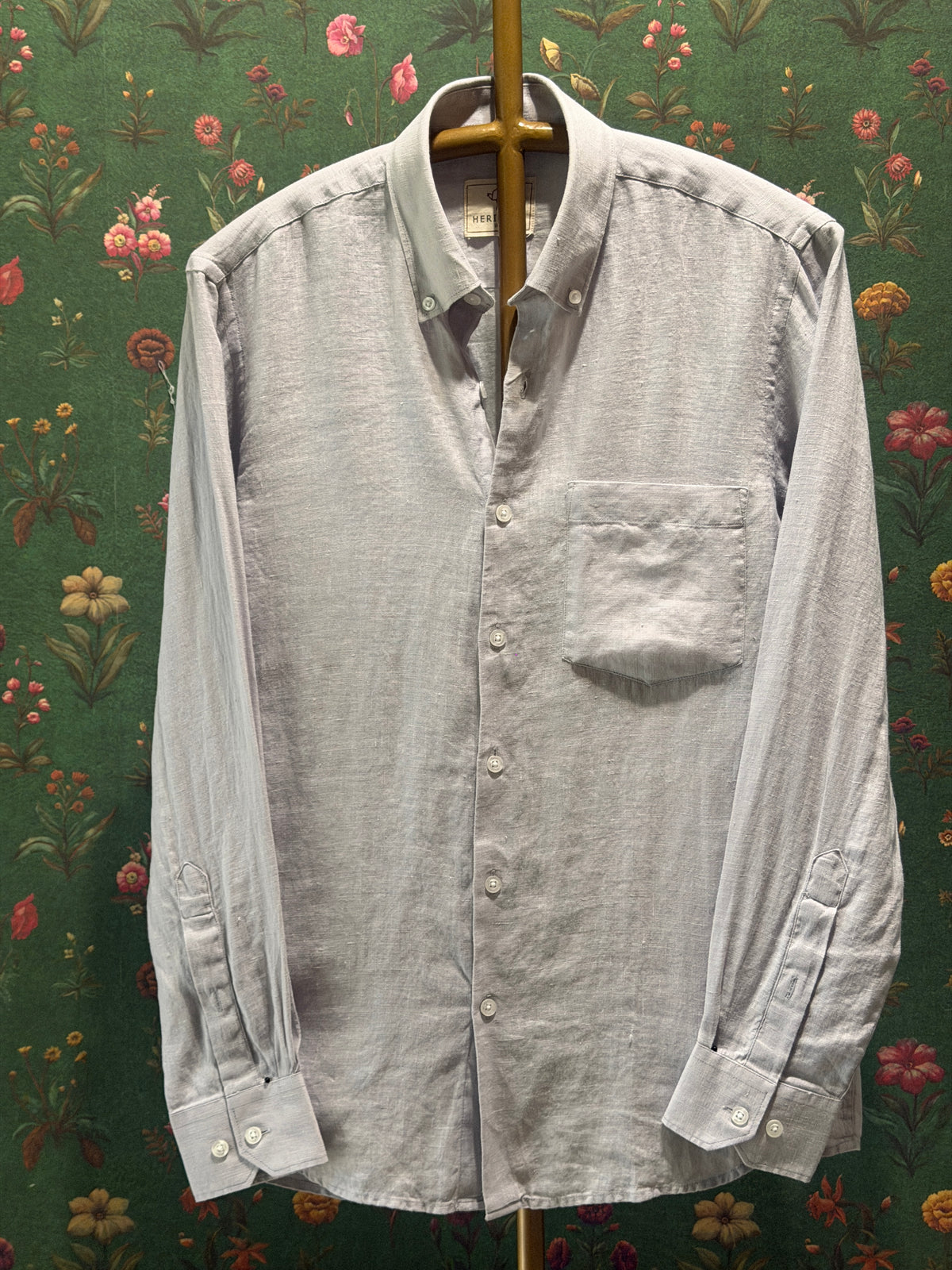 Pastel Blue Men’s Pure Linen Full Sleeves Shirt