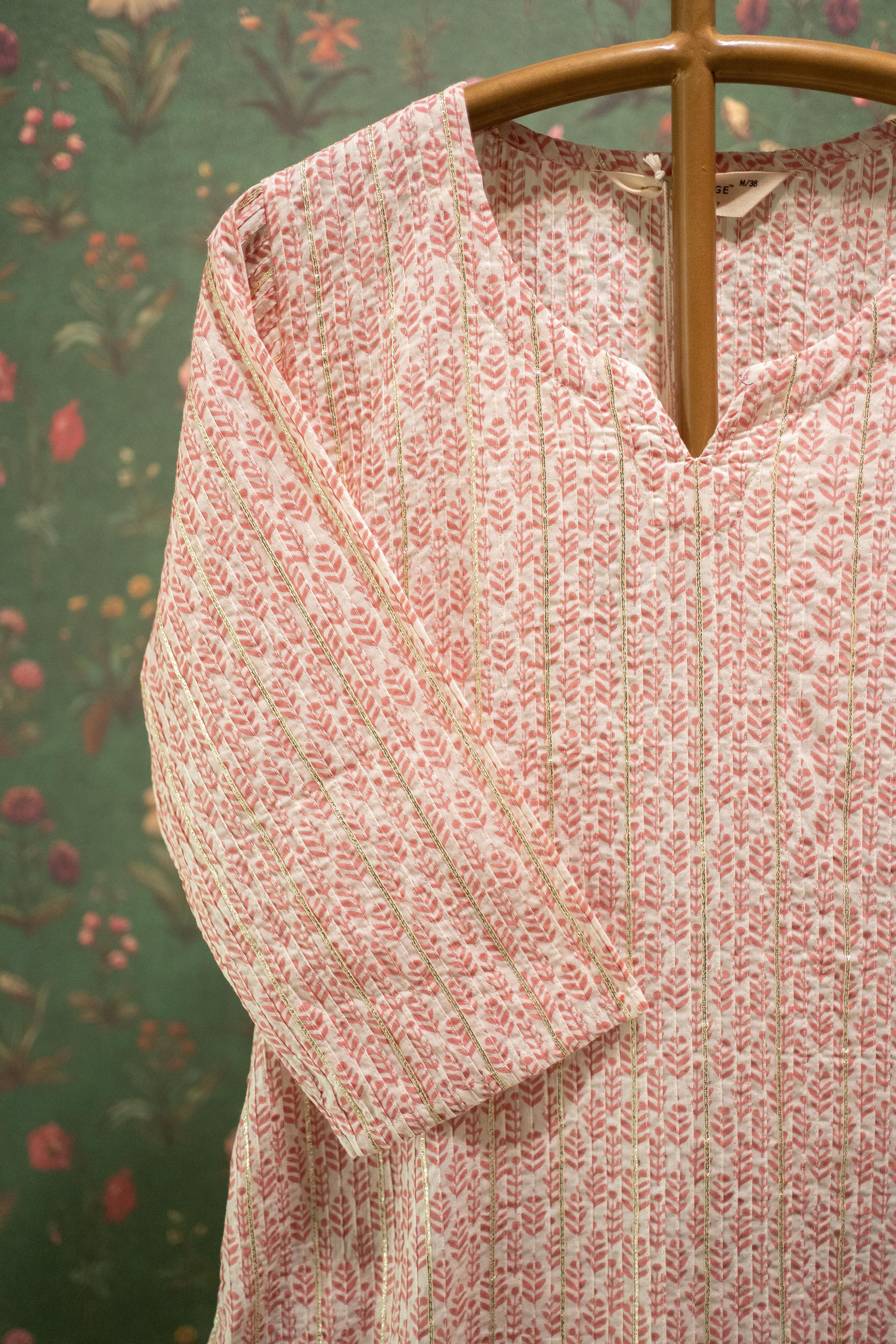 Saaz Pink Printed Cotton Co-ord Set | HER-506