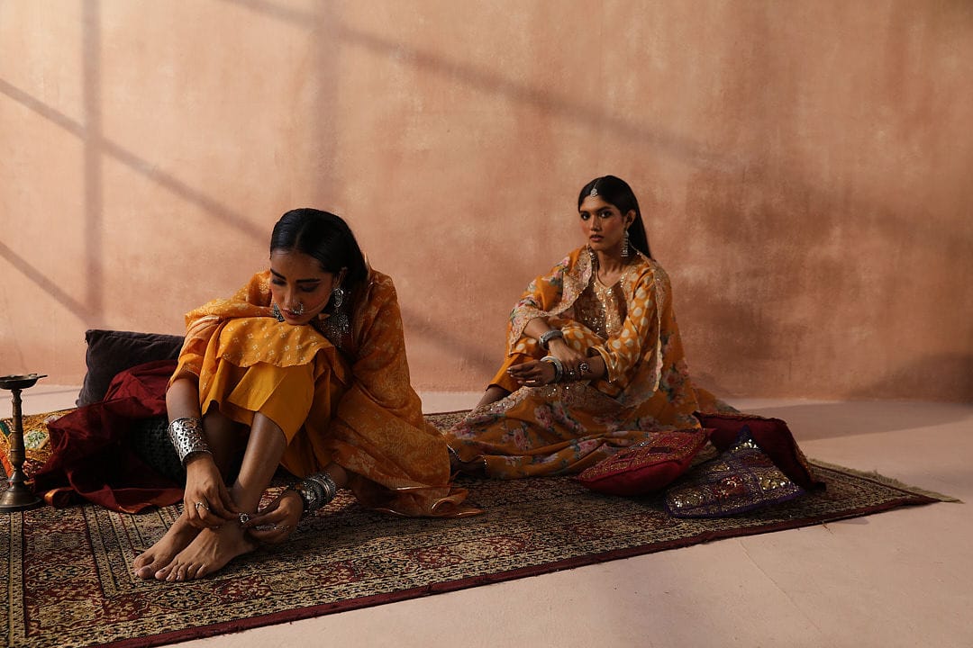 Yellow Polka Chanderi Suit Set | HER-253