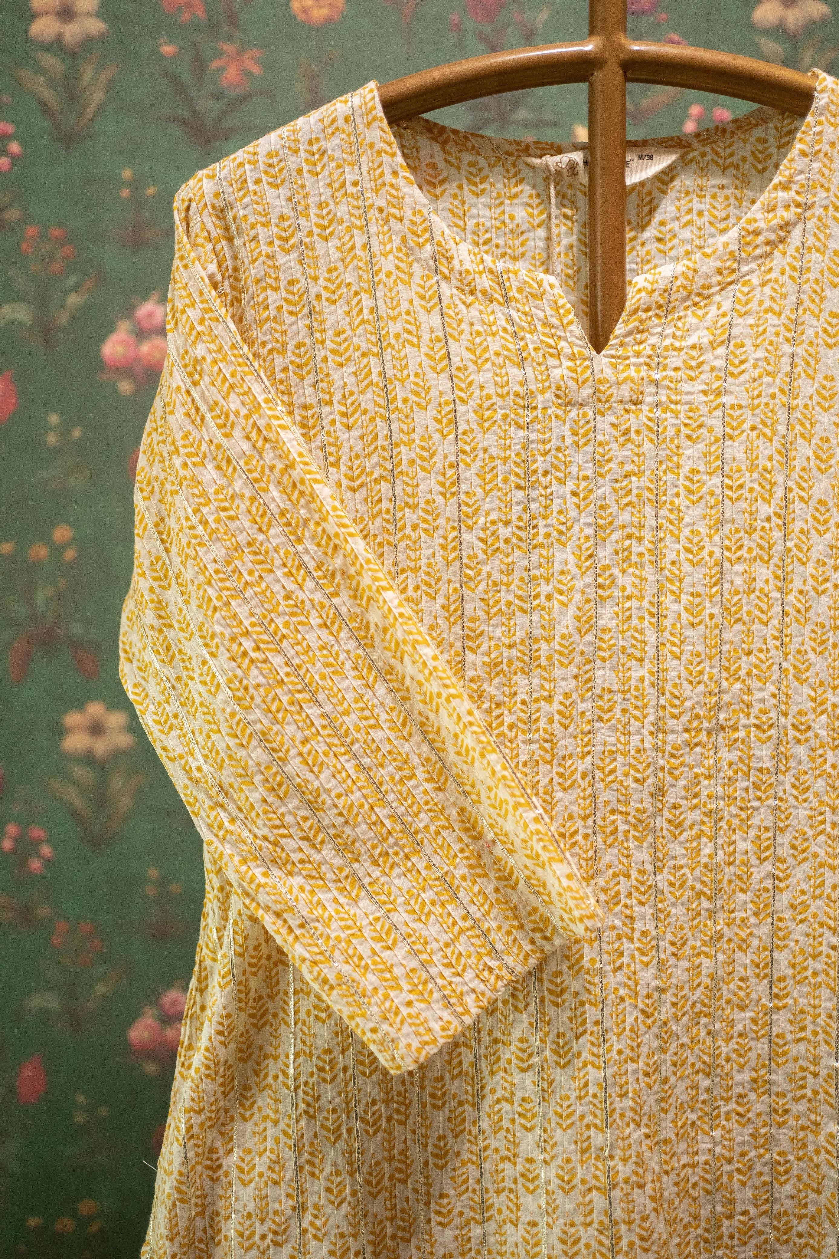 Saaz Yellow Printed Cotton Co-ord Set | HER-506