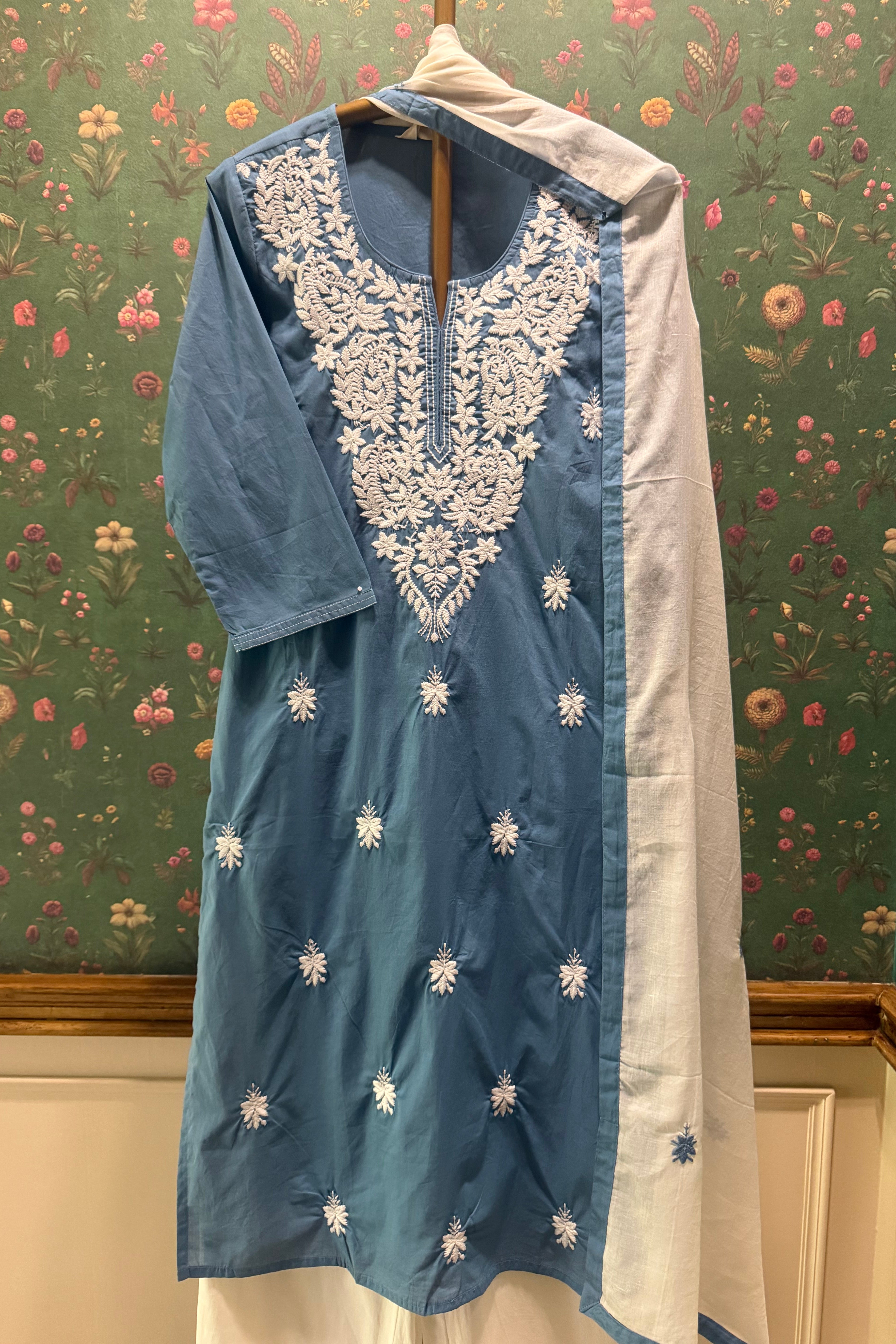Blue Chikankari Suit Set | HER-703