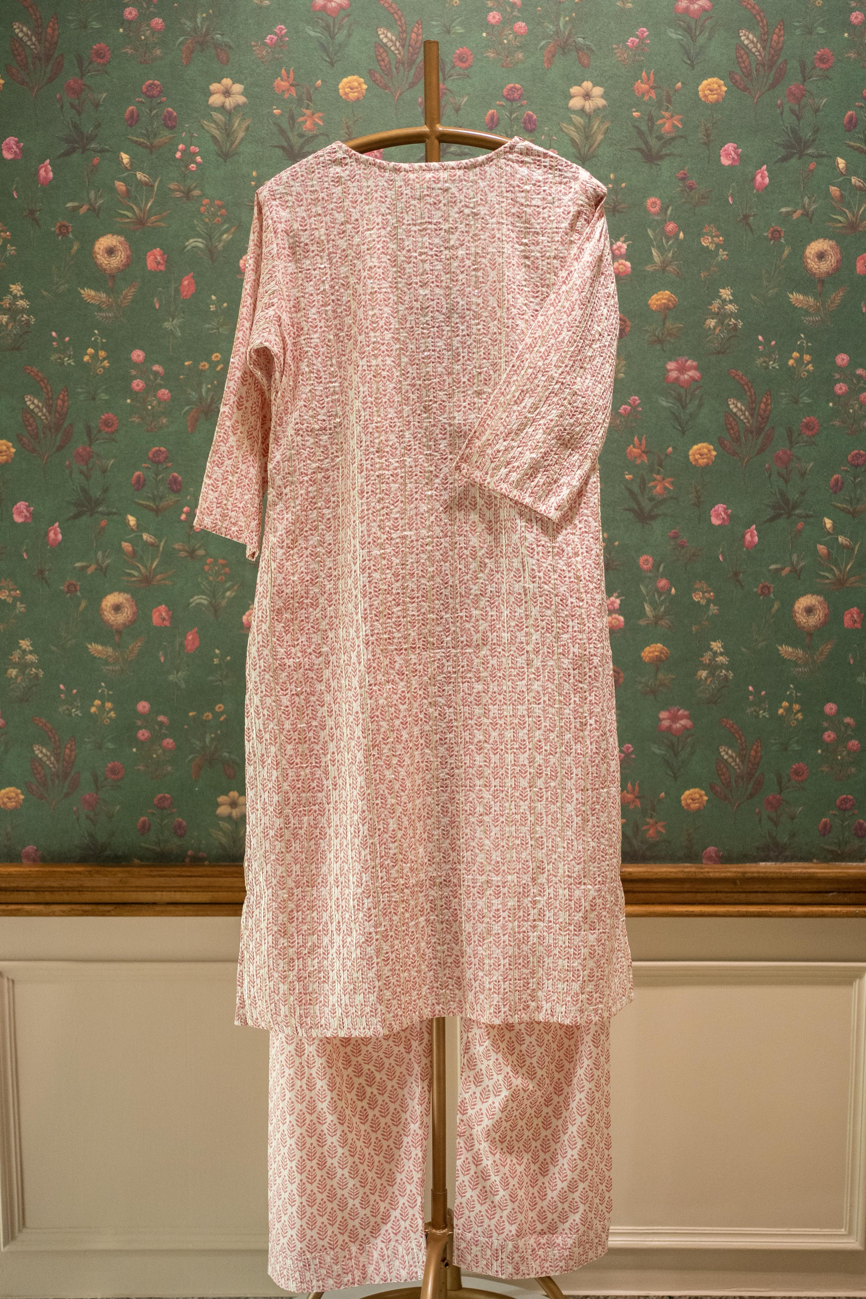 Saaz Pink Printed Cotton Co-ord Set | HER-506