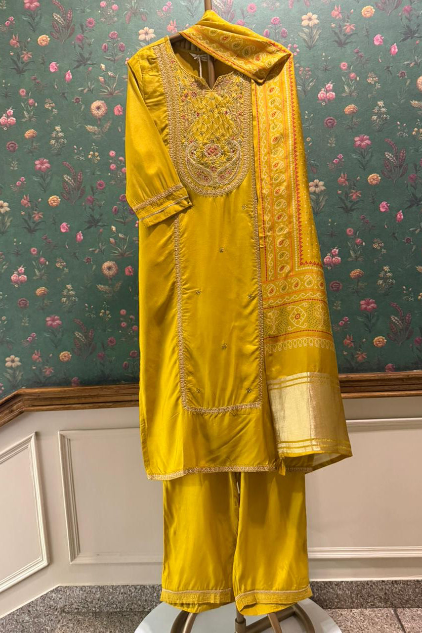 Rajrani Lime Yellow Festive Suit Set | HER-660