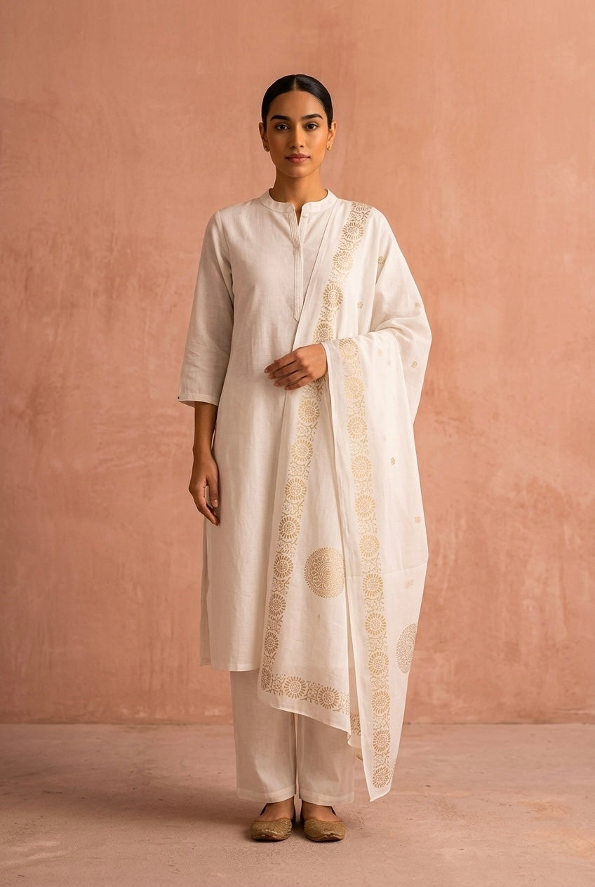 Ivory White Minimal Suit Set | HER-704