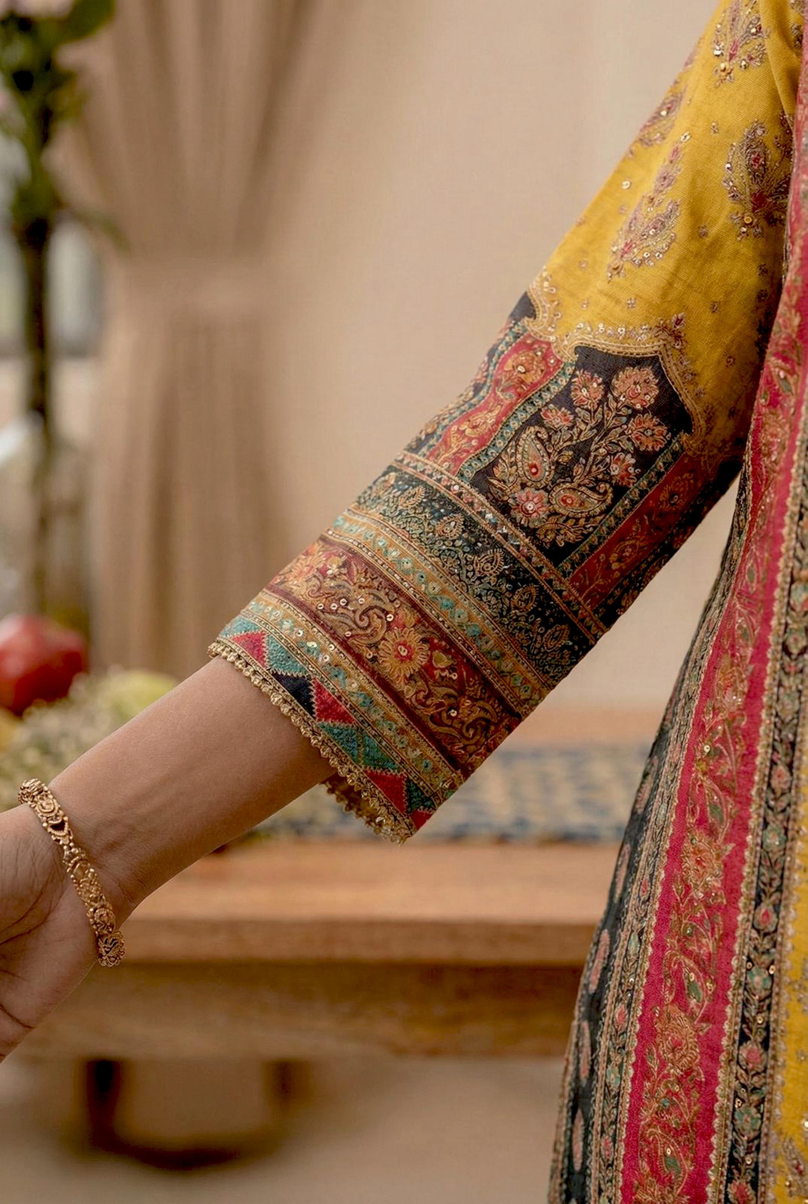 Mustard Yellow Muslin Suit Set | HER-453