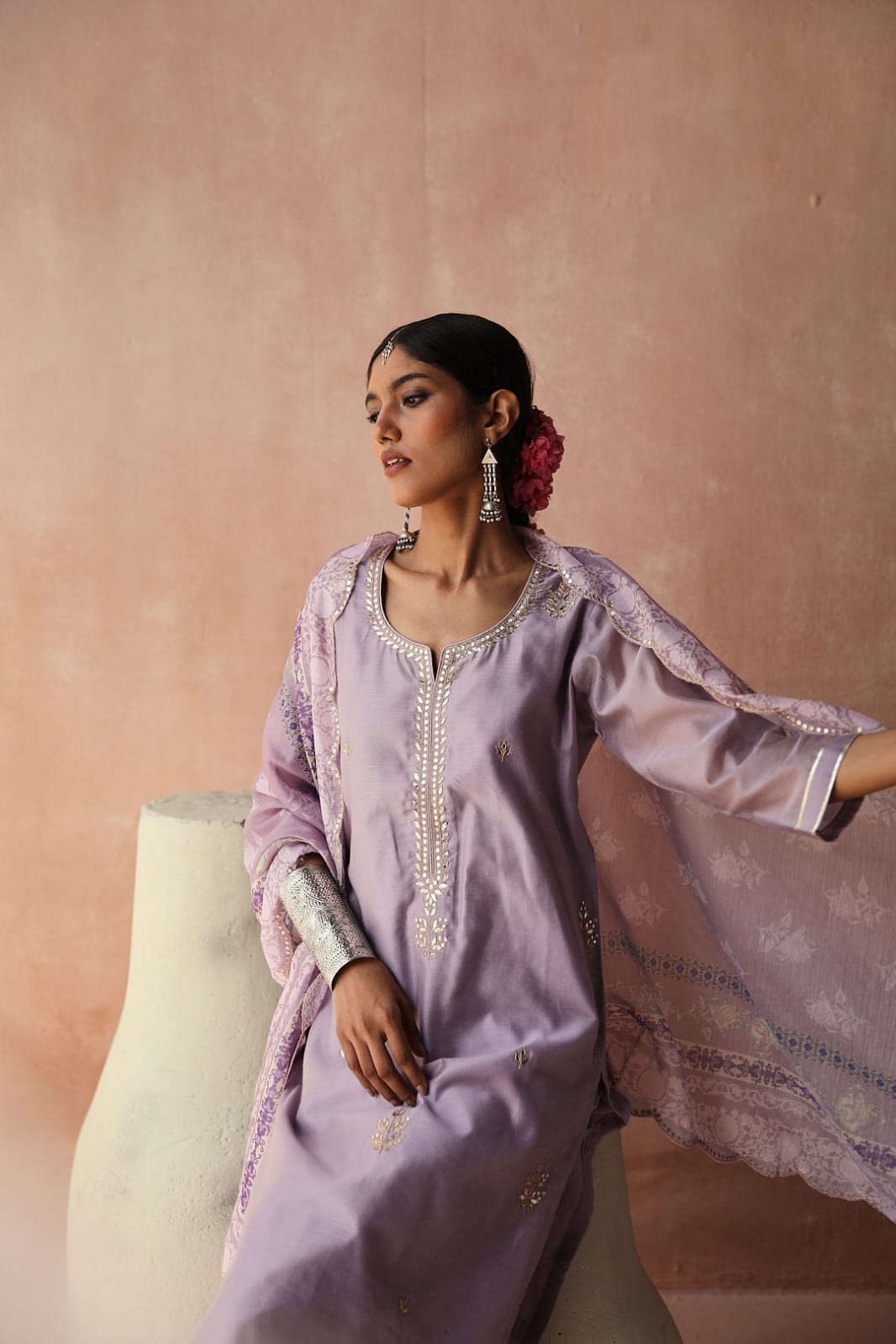 Lilac Chanderi Kurta Set | HER-252