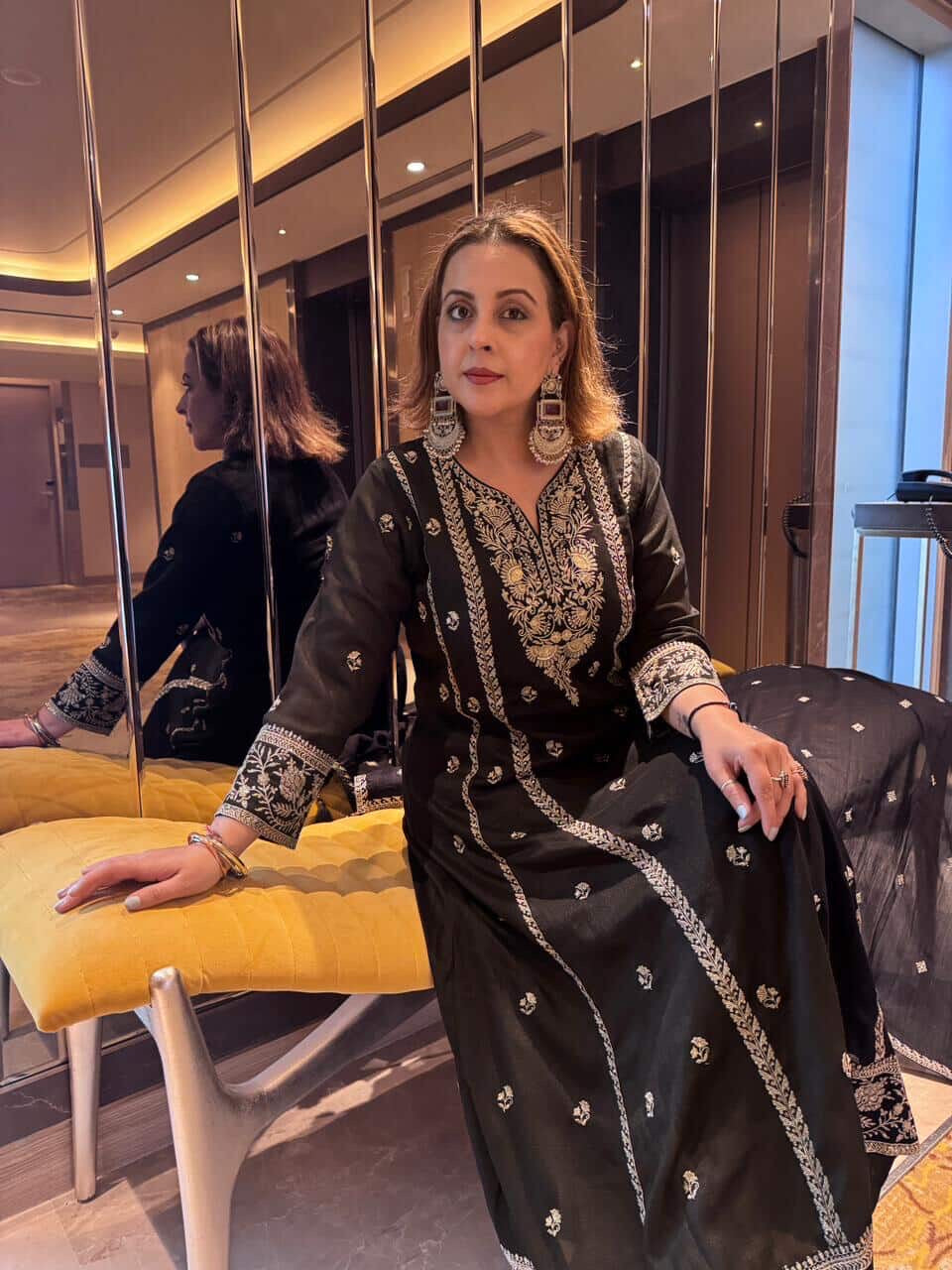 Black Handcrafted Embroidered Suit Set | HER-564