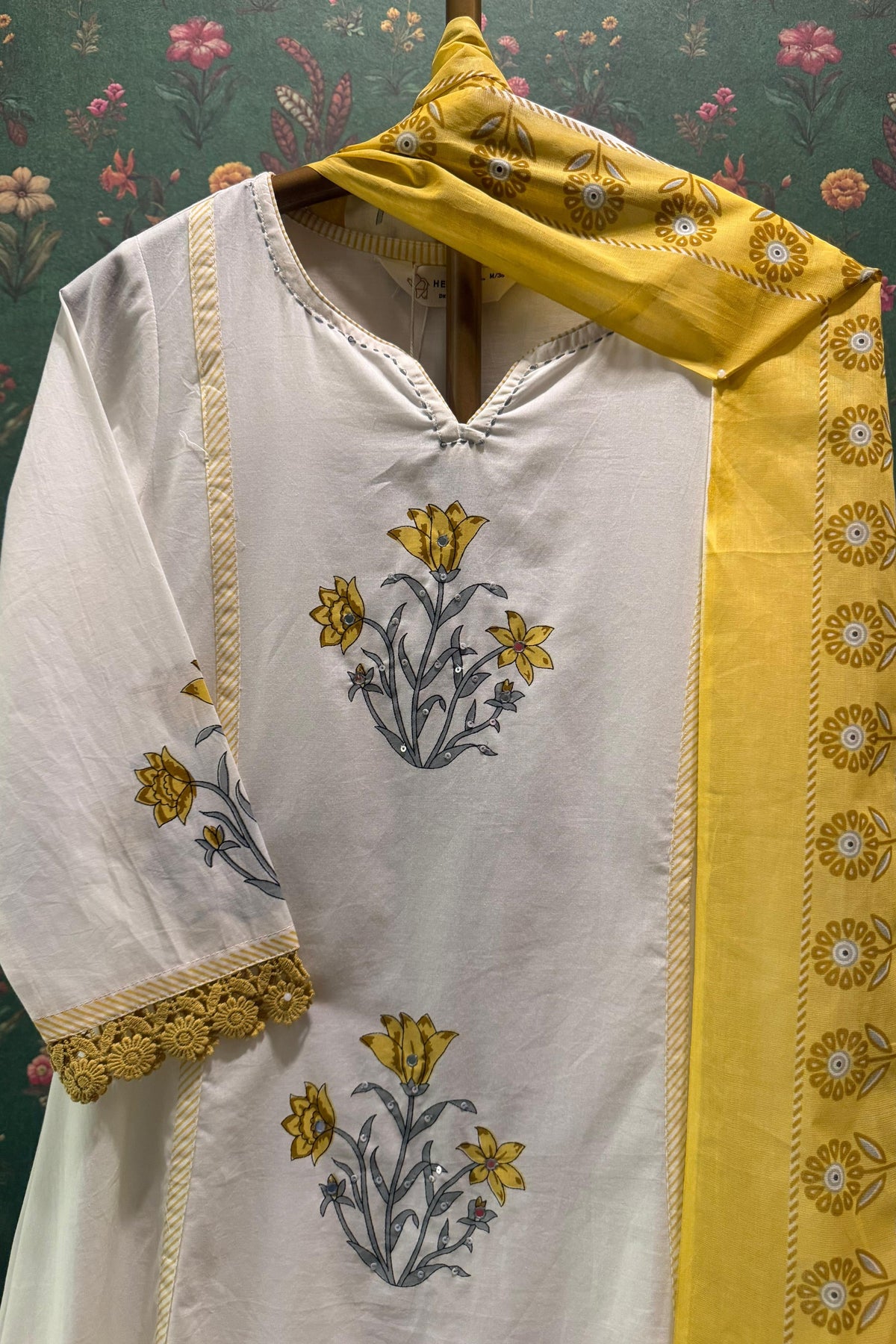 Yellow and Ivory A-Line Suit Set | HER-761