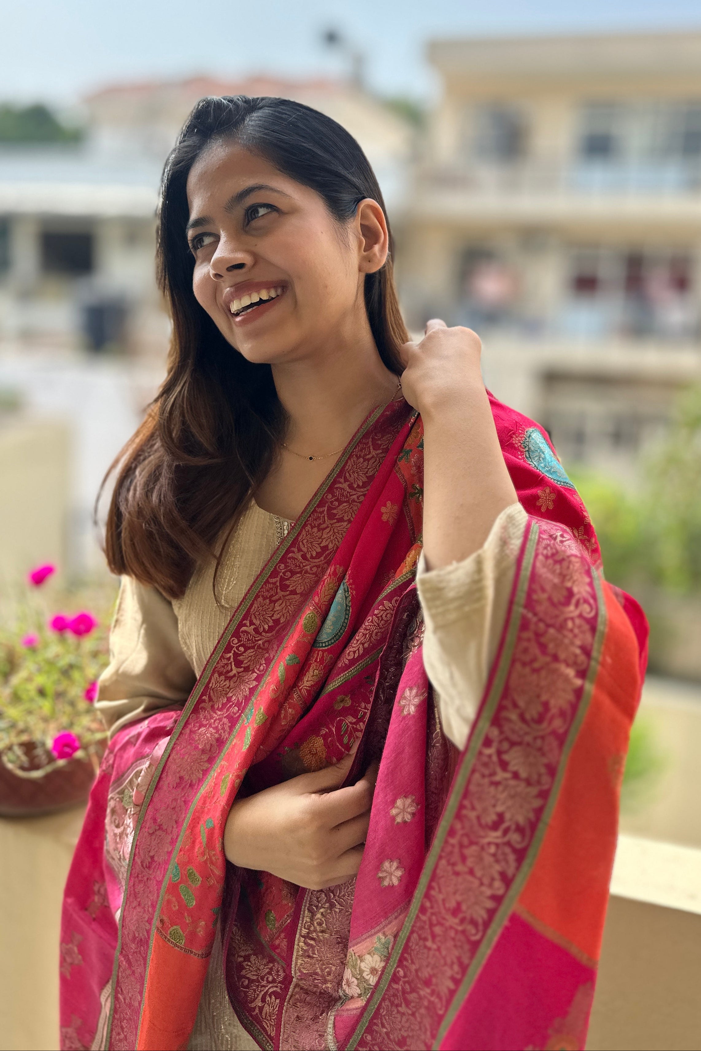 Zayna Gold Chanderi Suit Set with Banarasi Dupatta | HER-486