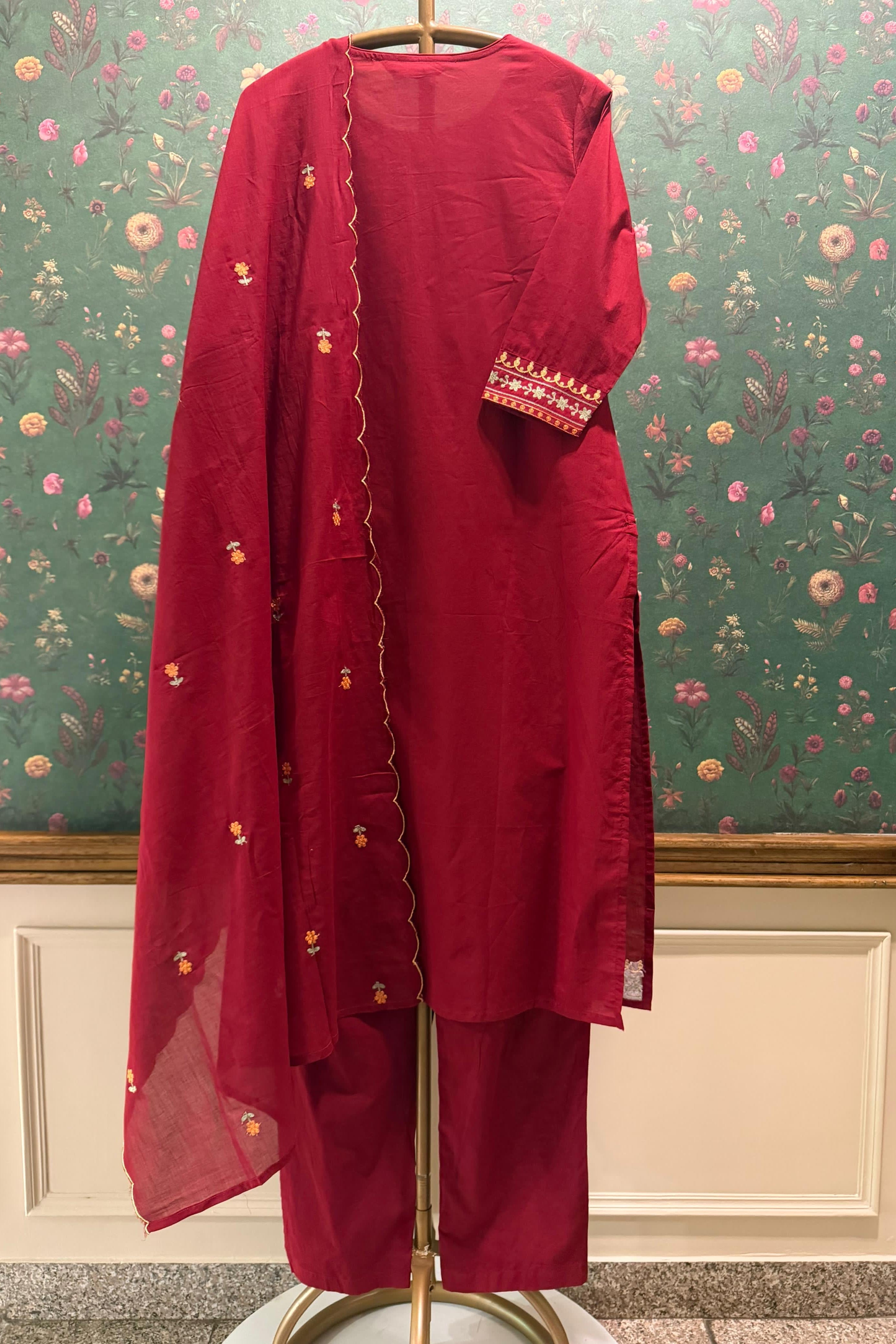Gulbahaar Zariya Red Embroidered Suit Set | HER-747