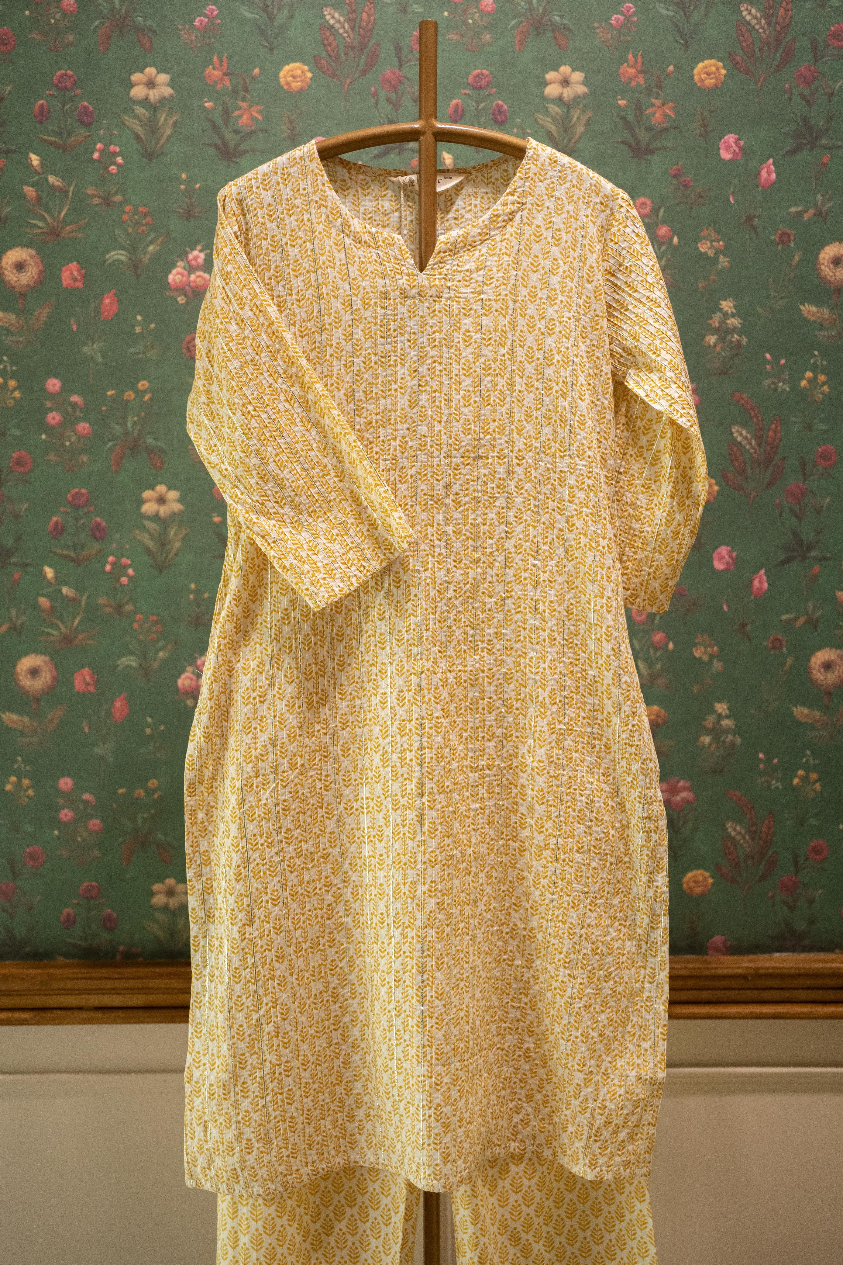 Saaz Yellow Printed Cotton Co-ord Set | HER-506