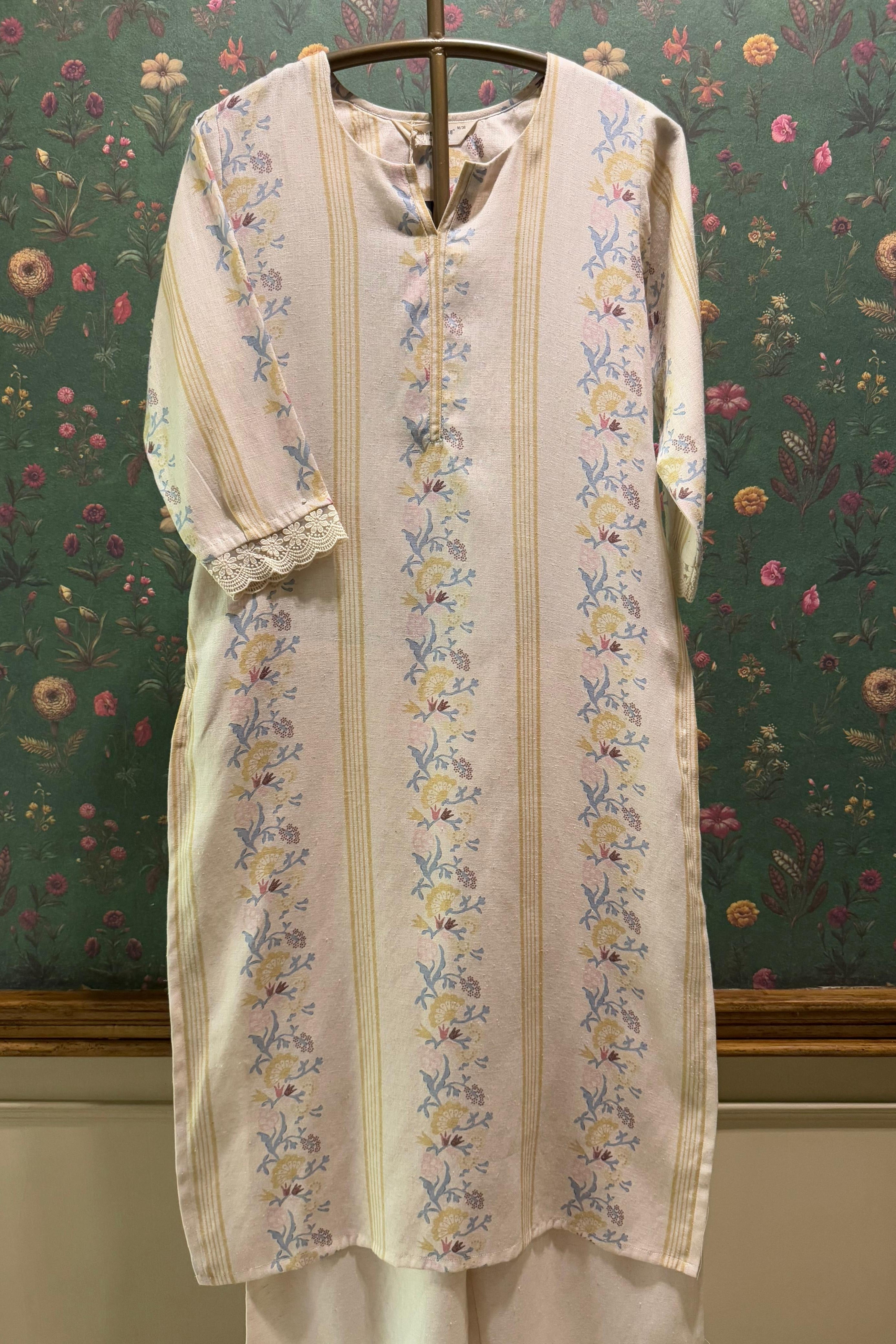 Gulzaar Yellow Handloom Cotton Kurta/Co-ord Set | HER-532