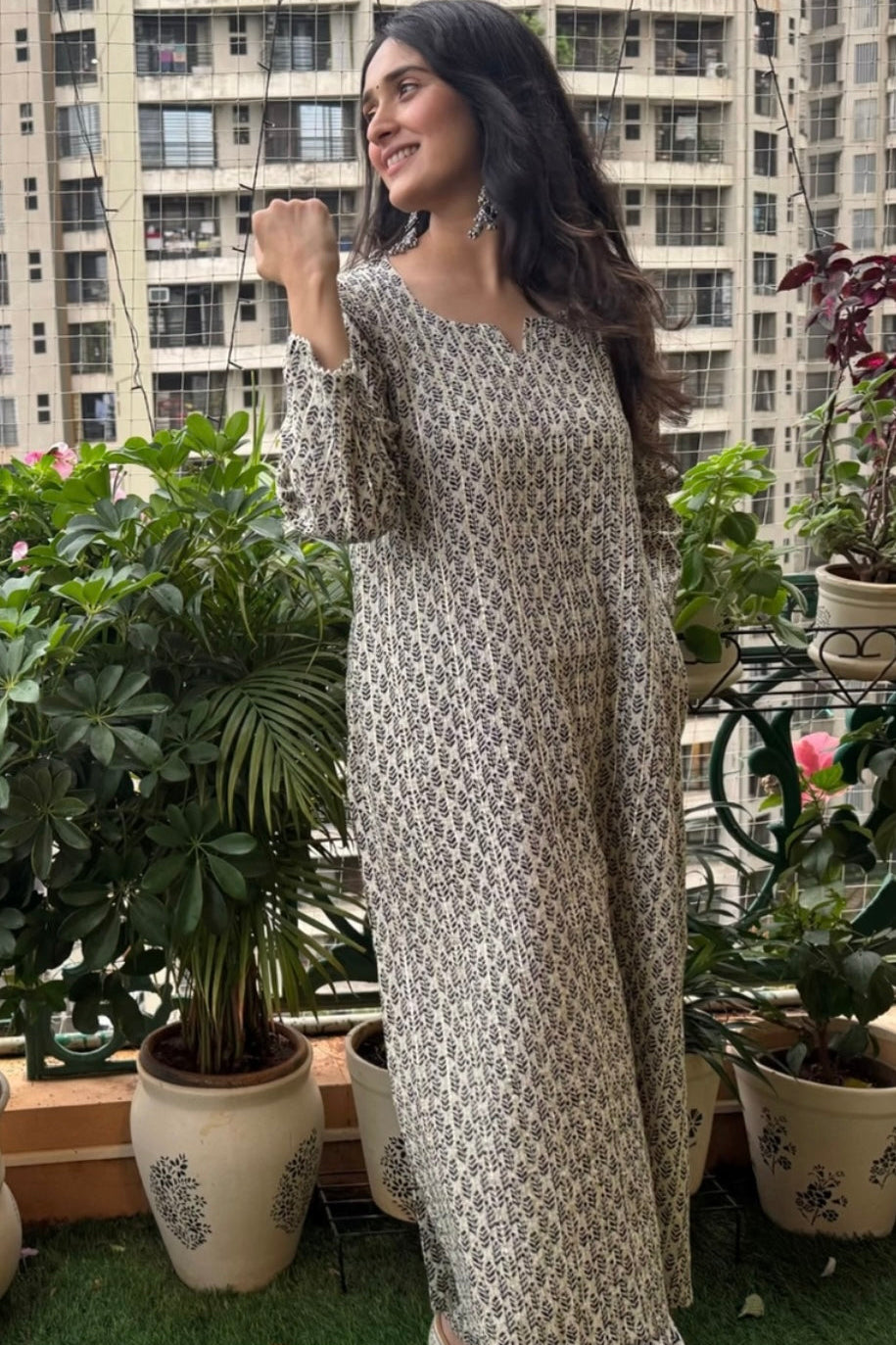 Saaz Black Printed Cotton Co-ord Set | HER-506 BLACK