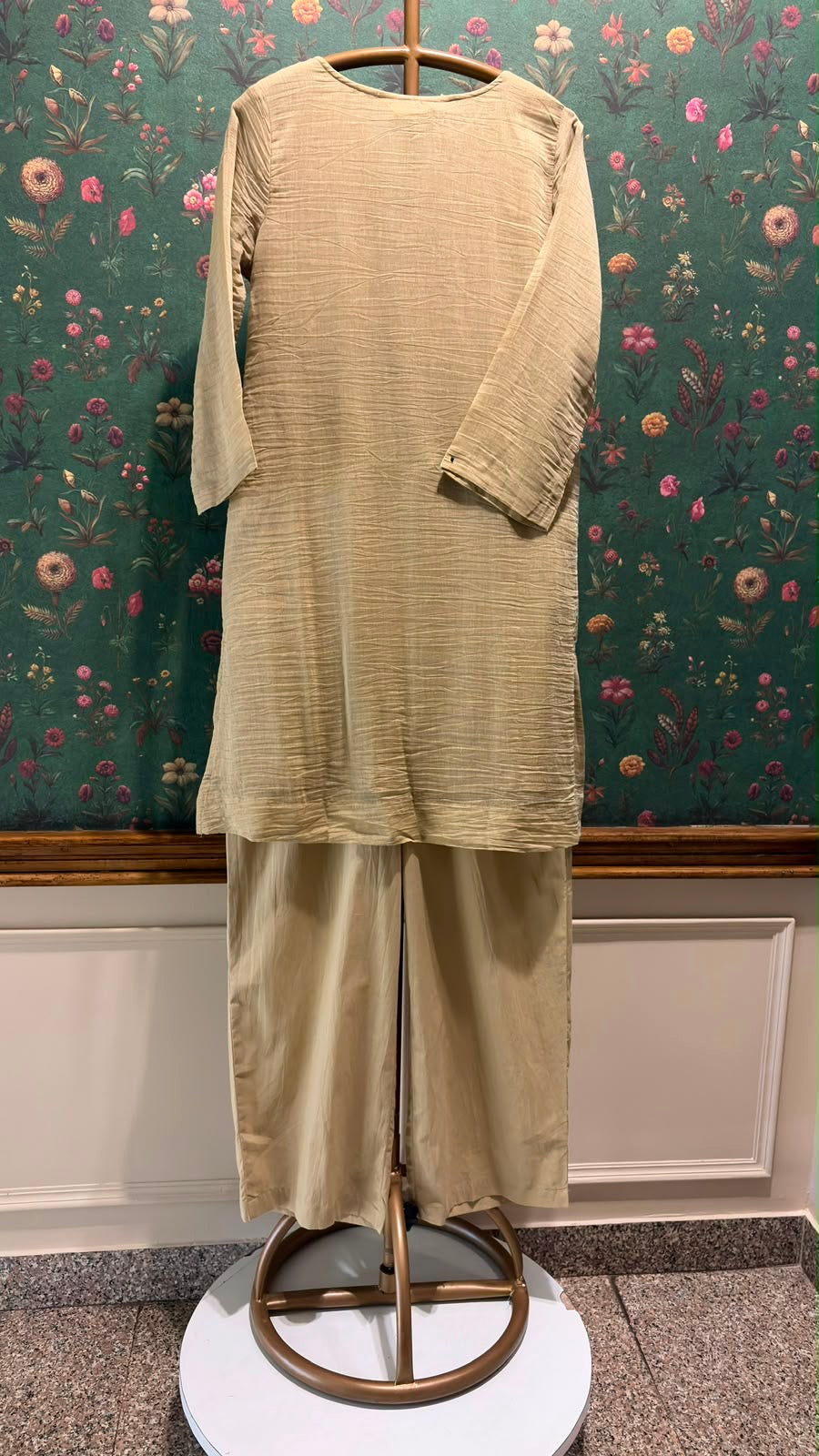 Sand Beige Mul-Chanderi Kurta Set