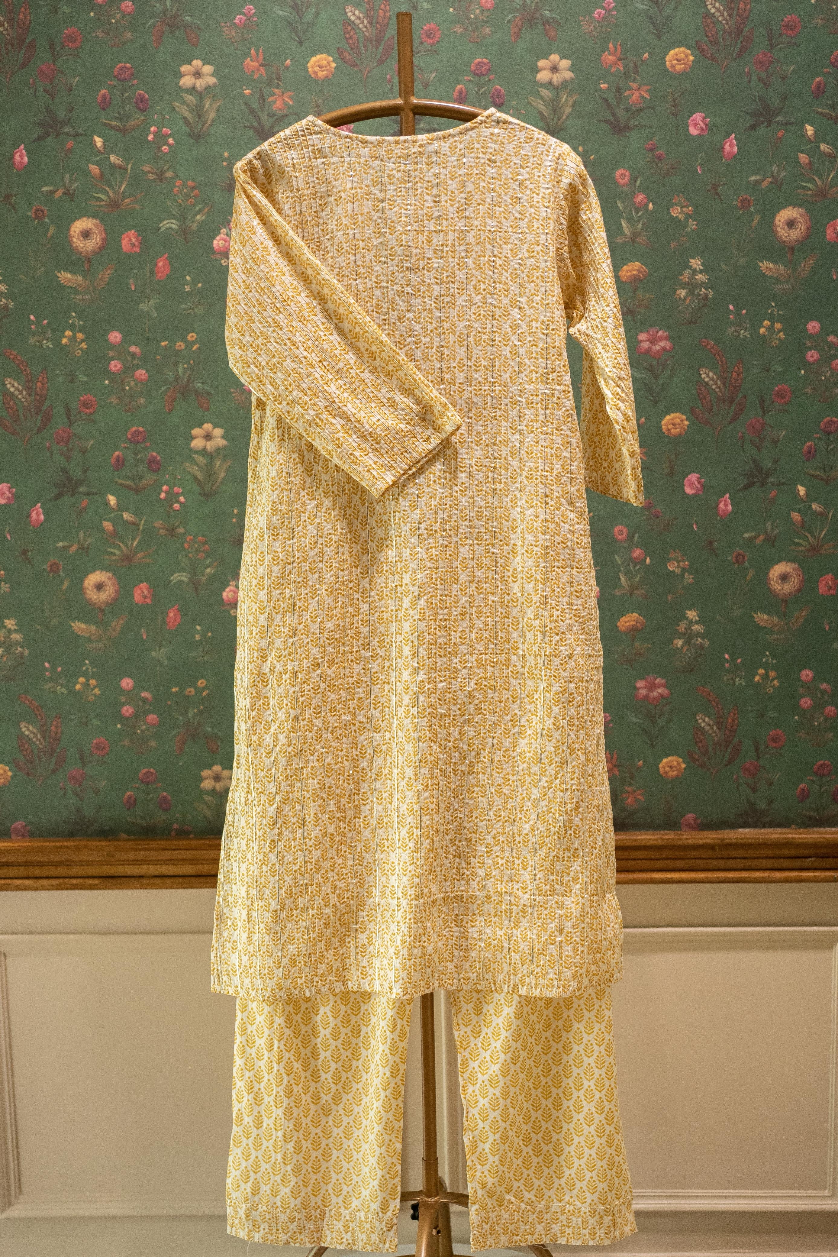 Saaz Yellow Printed Cotton Co-ord Set | HER-506