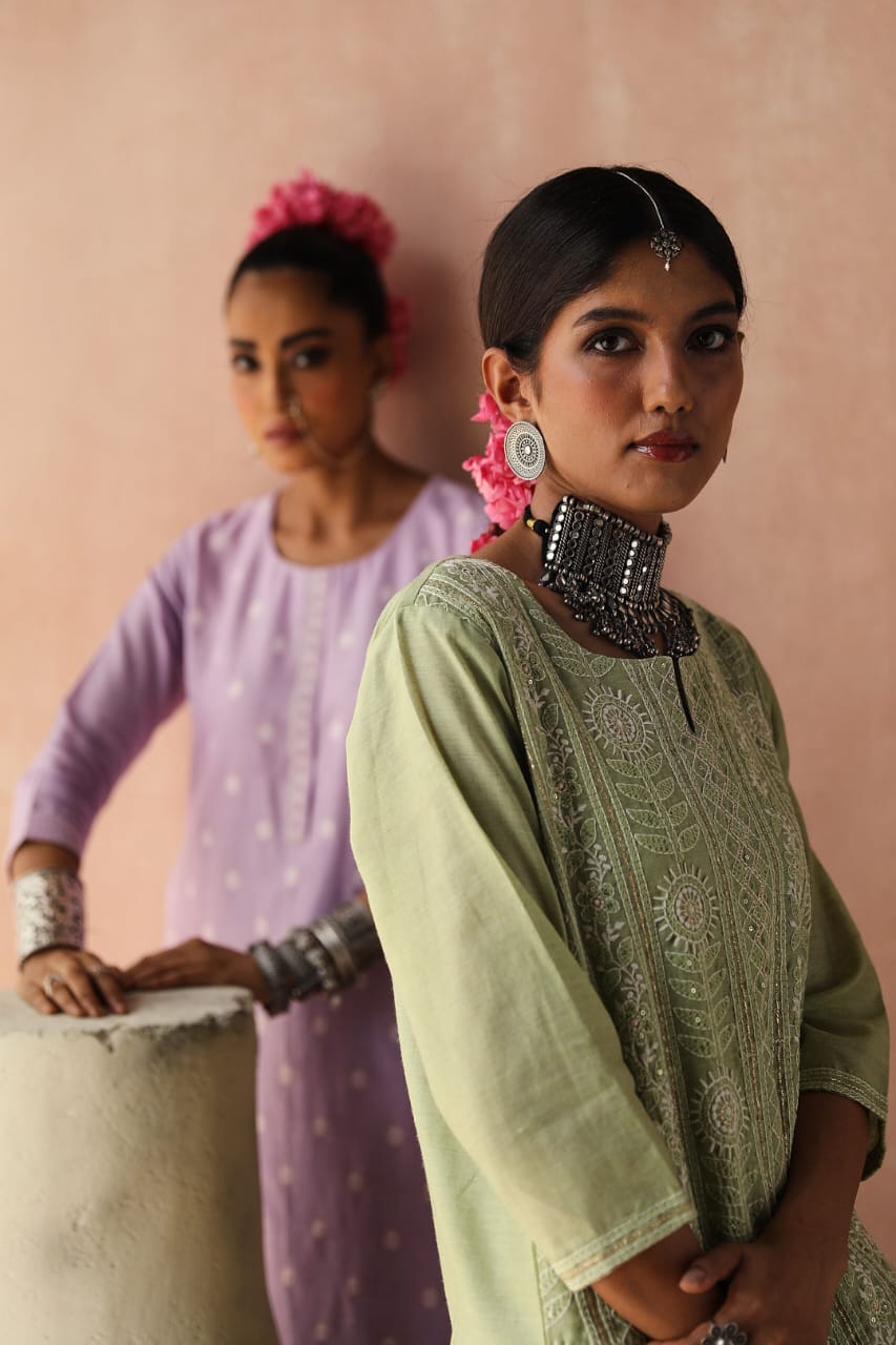 Mint Green Chikankari Kurta Set | HER-258