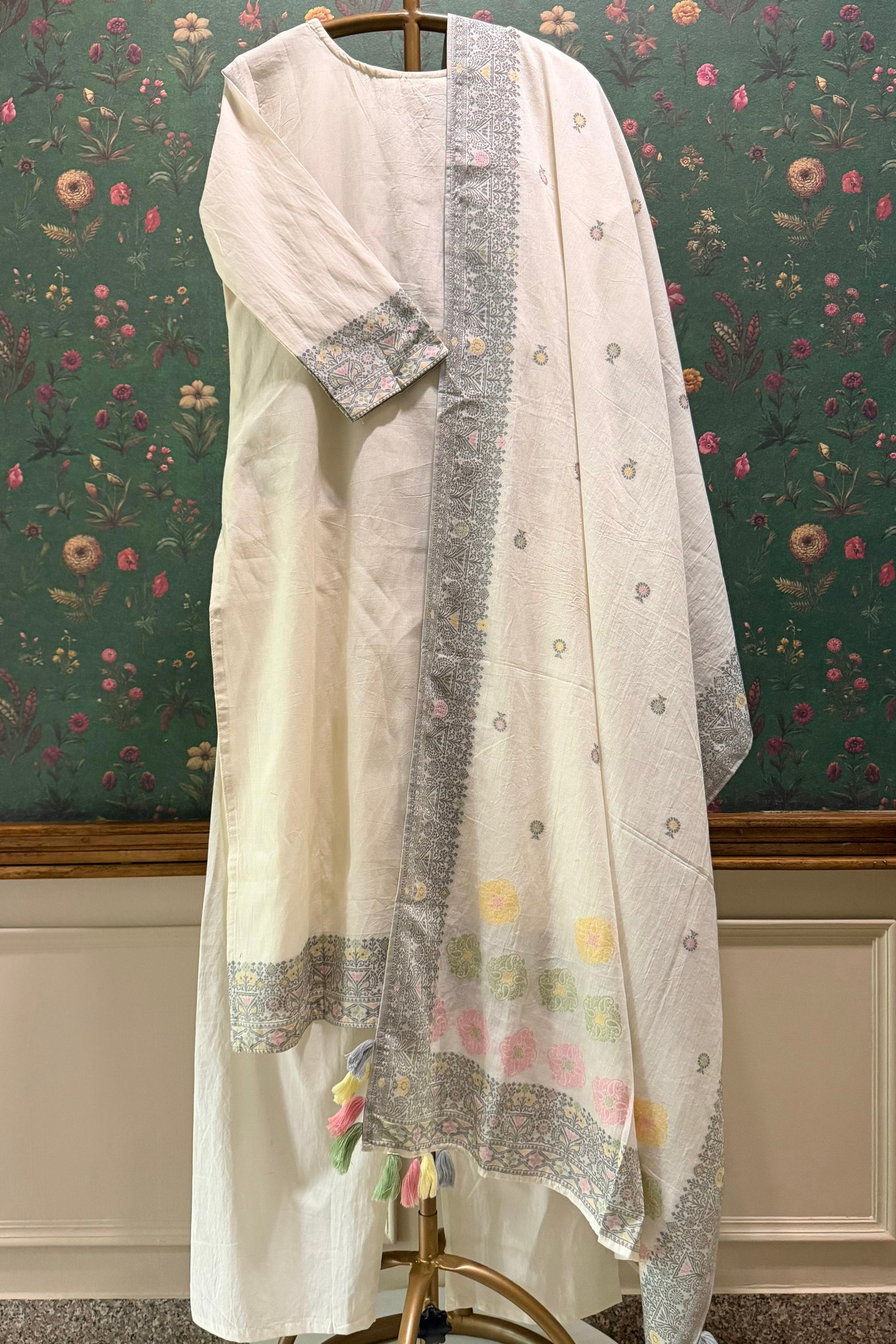 Parizad Handcrafted Pastel Cotton Suit Set | HER-589