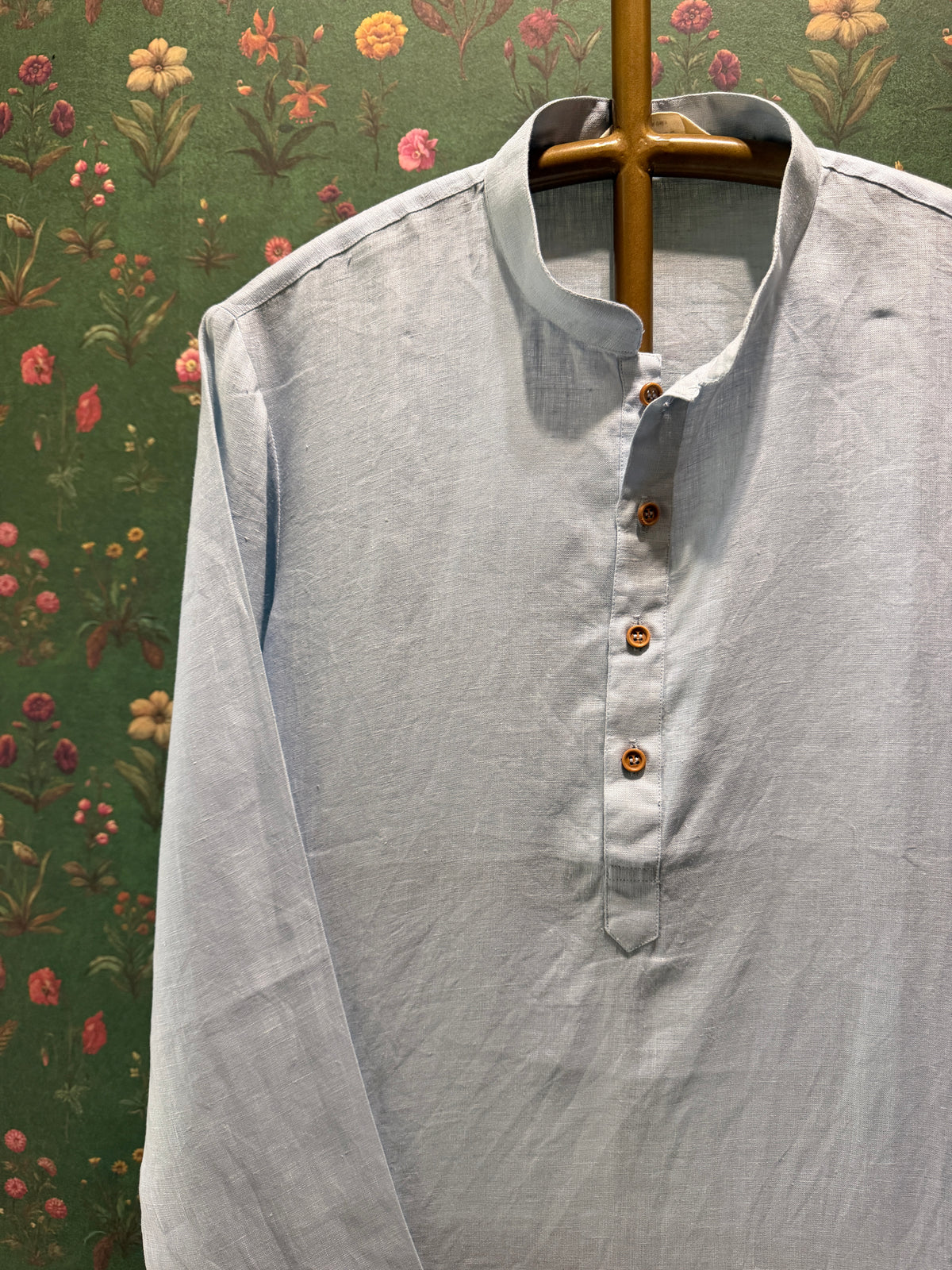 Men’s Pure Linen Kurta Pajama Set - Powder Blue