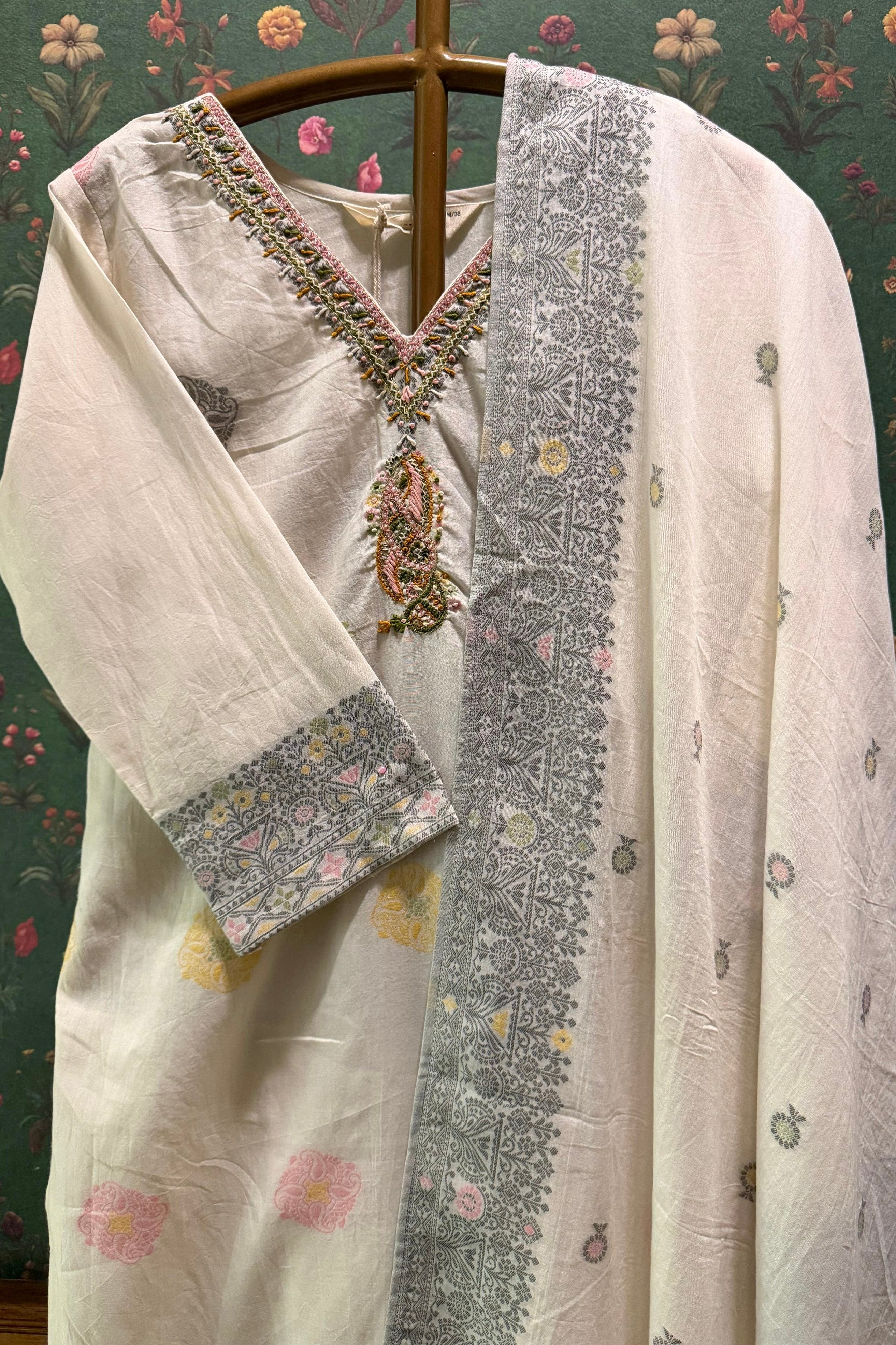 Parizad Handcrafted Pastel Cotton Suit Set | HER-589