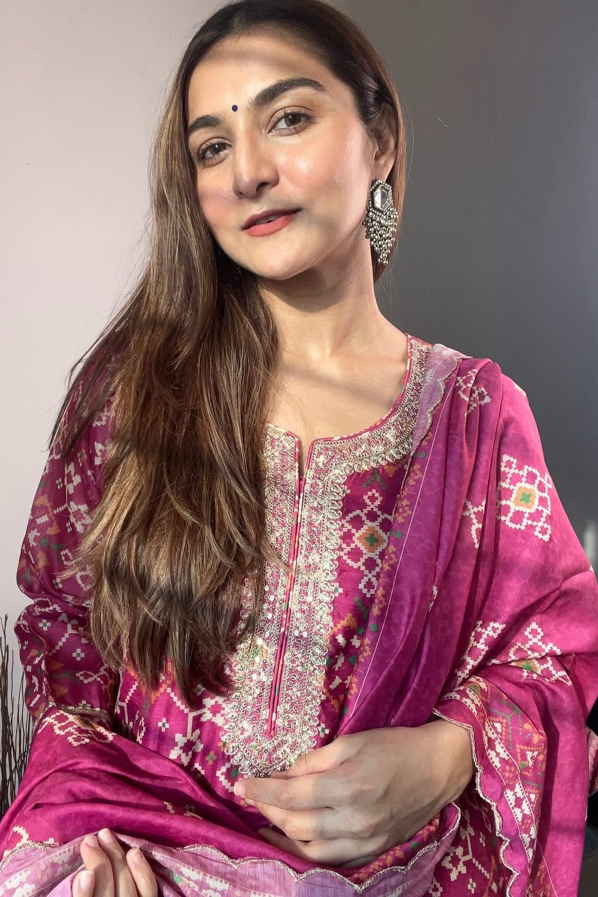 Pink Chanderi Suit Set | HER-408