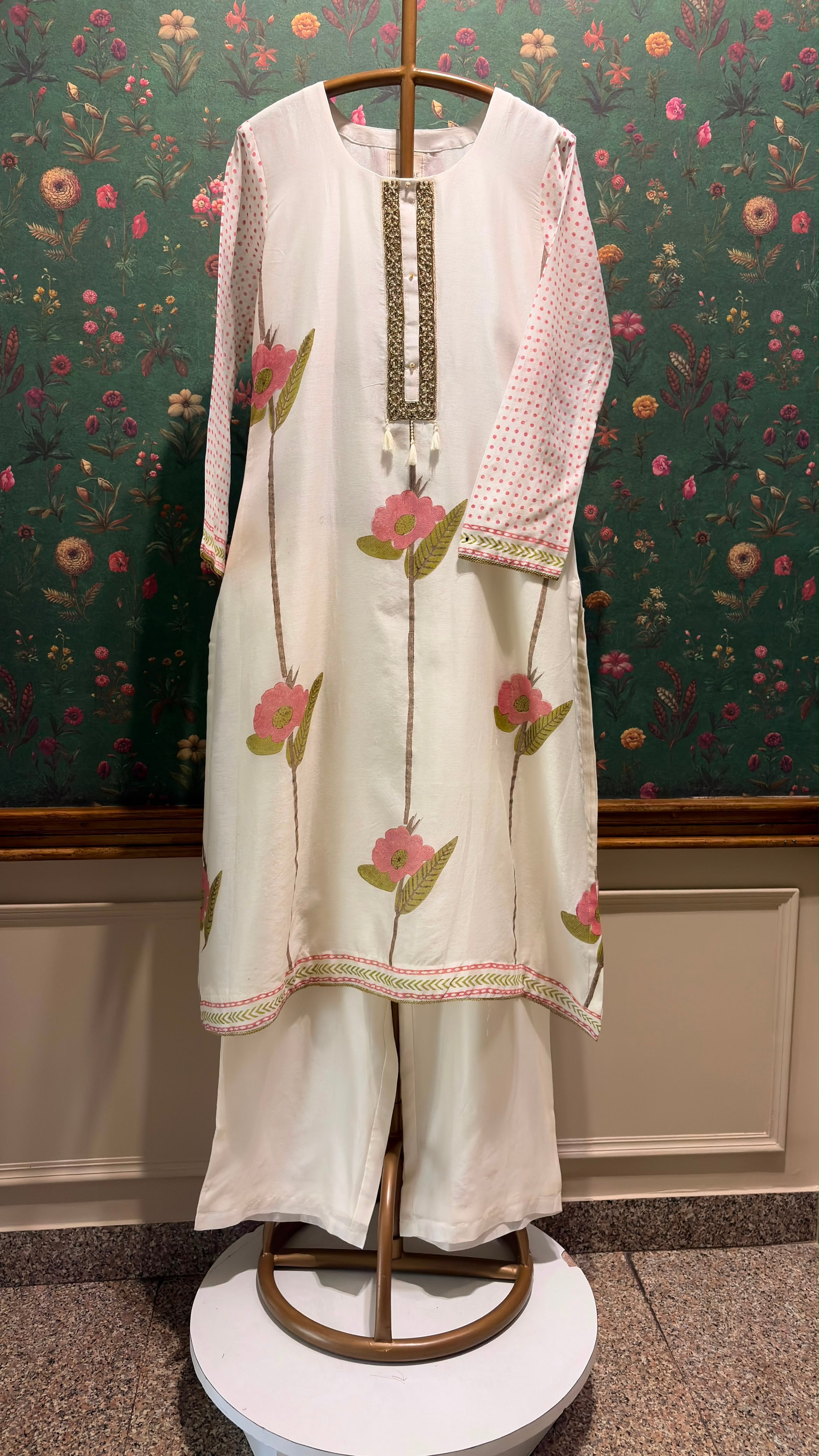 Ivory Floral Pure Chanderi Suit Set