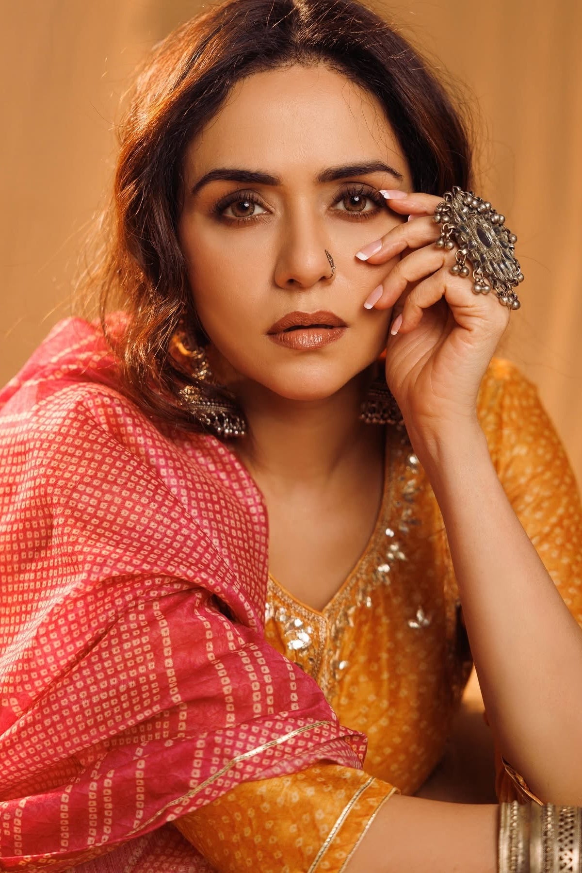 Bandhej Bagh Mustard Yellow Chanderi Suit Set | HER-299