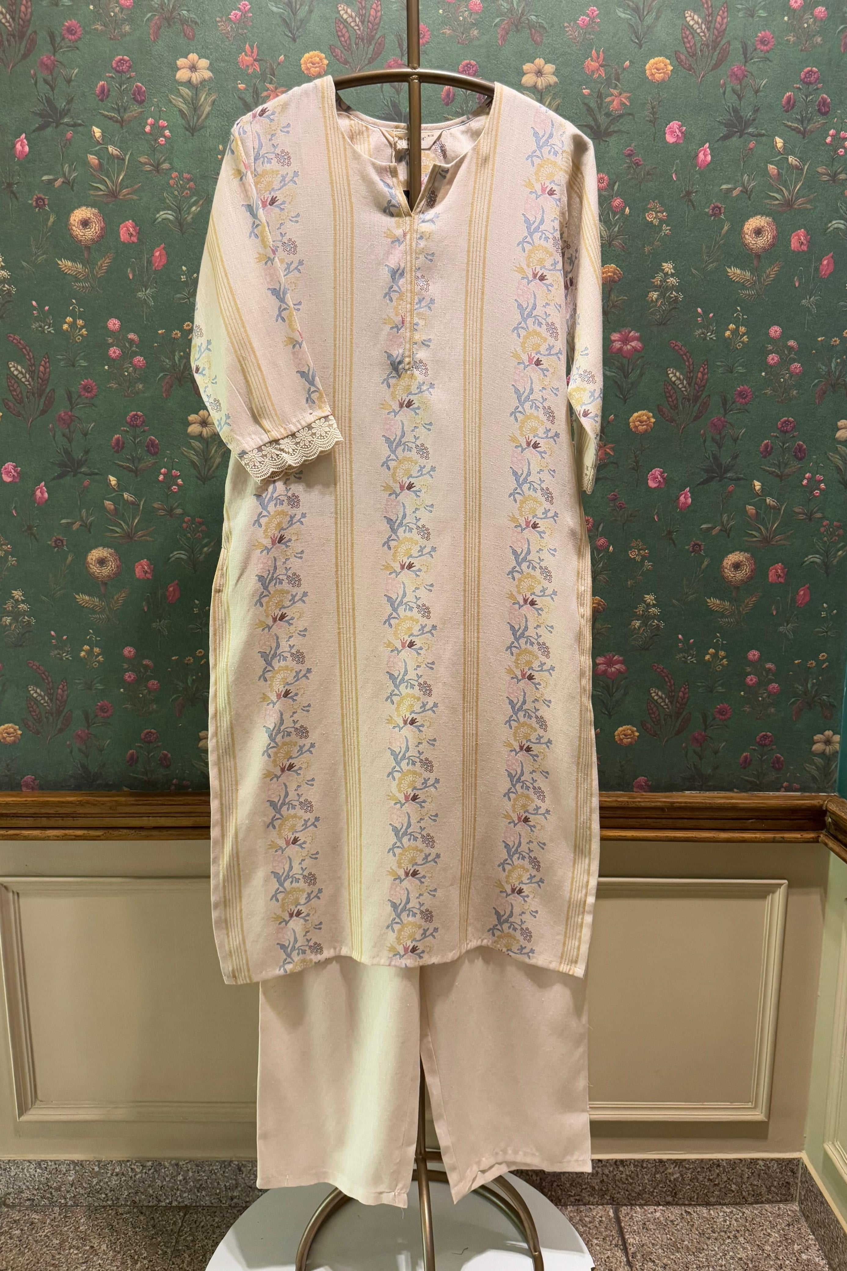 Gulzaar Yellow Handloom Cotton Kurta/Co-ord Set | HER-532