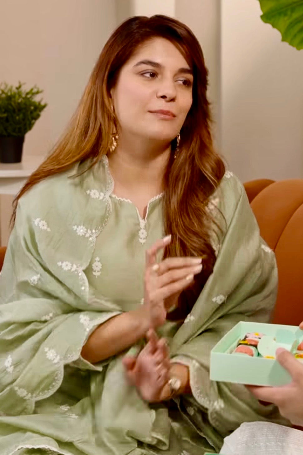 Pastel Green Hand-Embroidered Chanderi Suit Set | HER-406