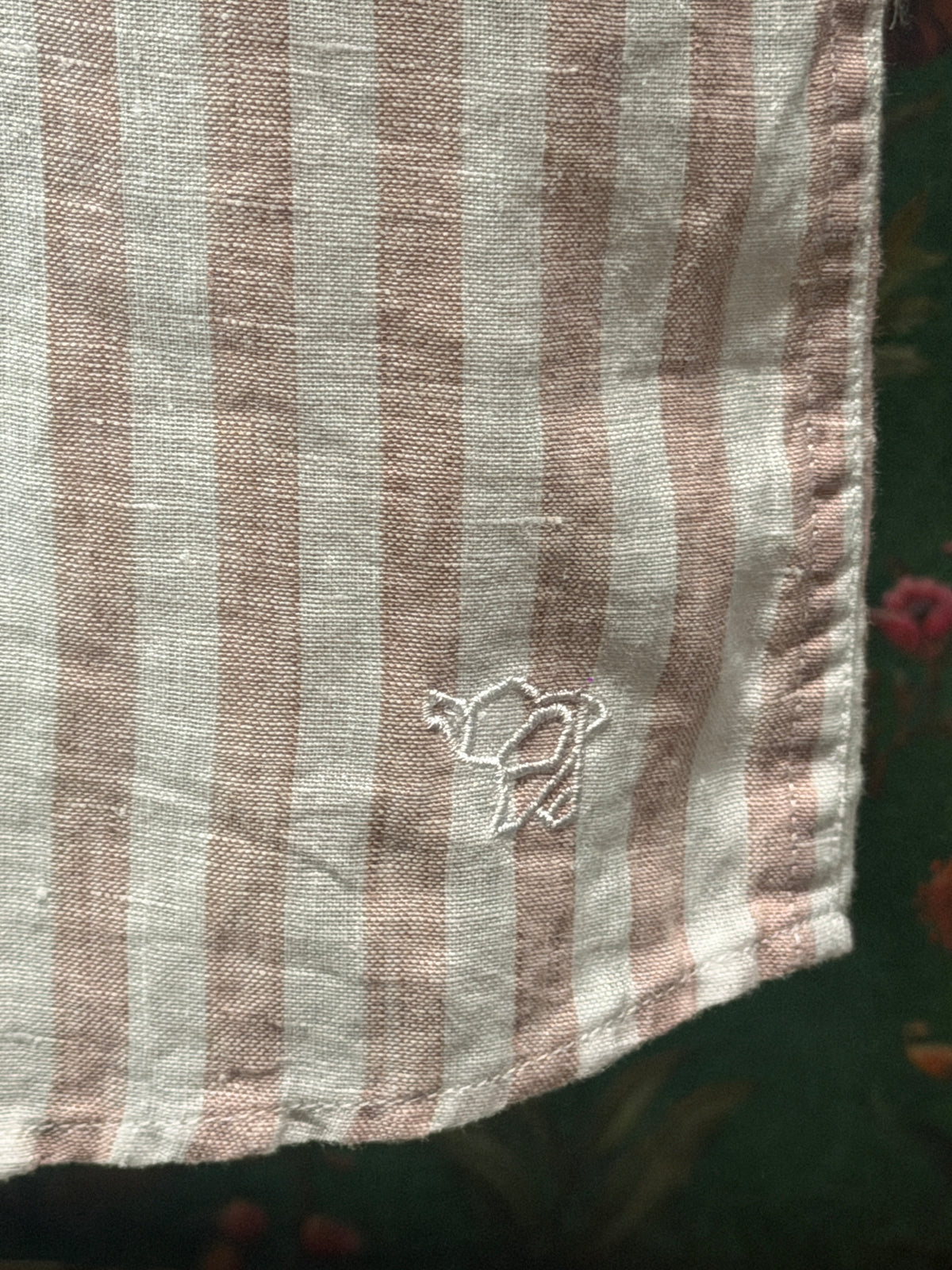 Men’s Blush Pink & White Striped Pure Linen Full Sleeves Shirt