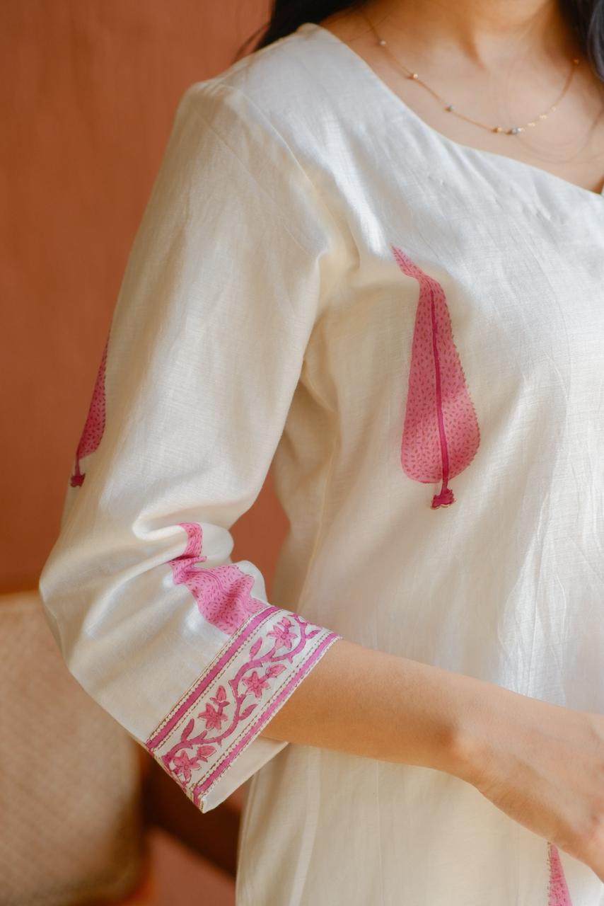 Ivory White Pure Chanderi Suit Set | HER-760