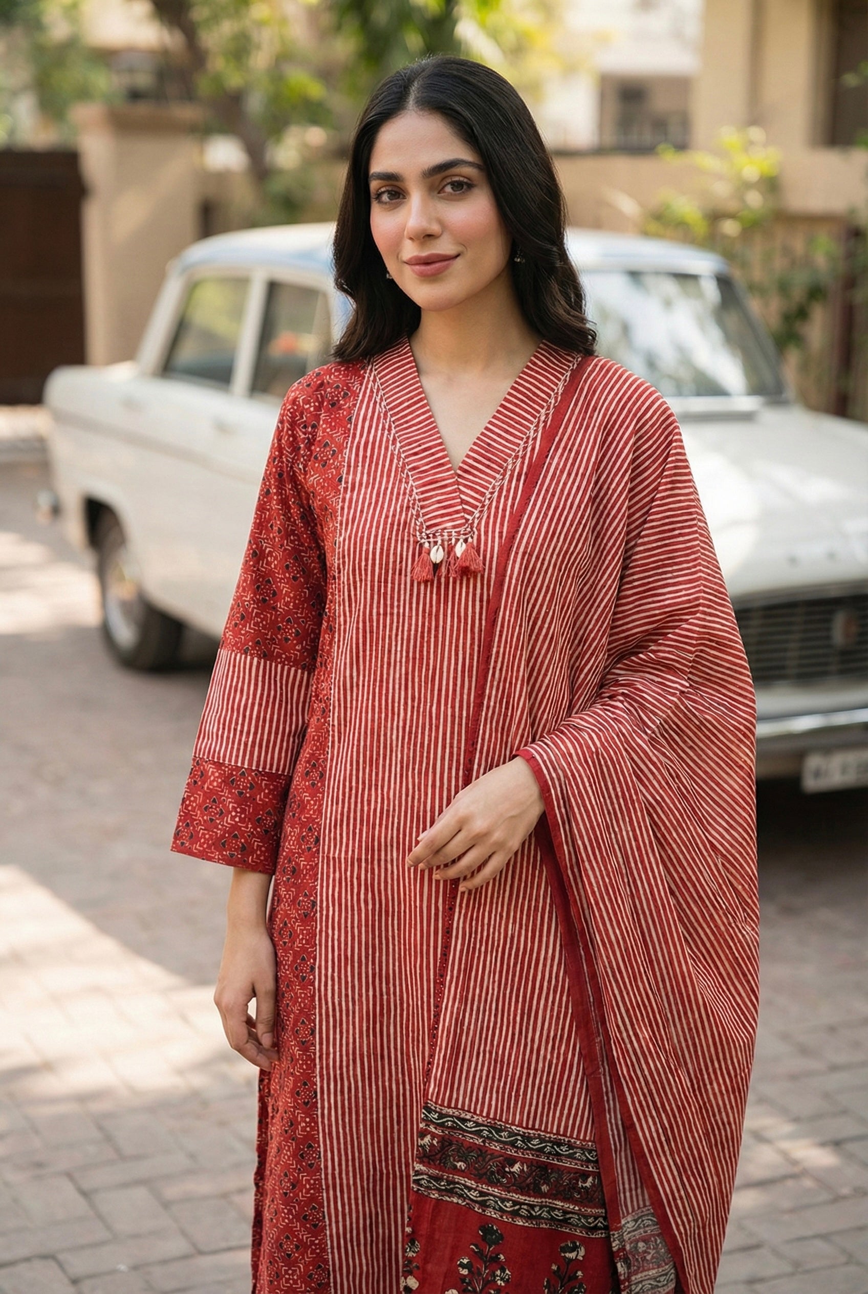 Rekha Ajrakh Rust Suit Set | HER-678