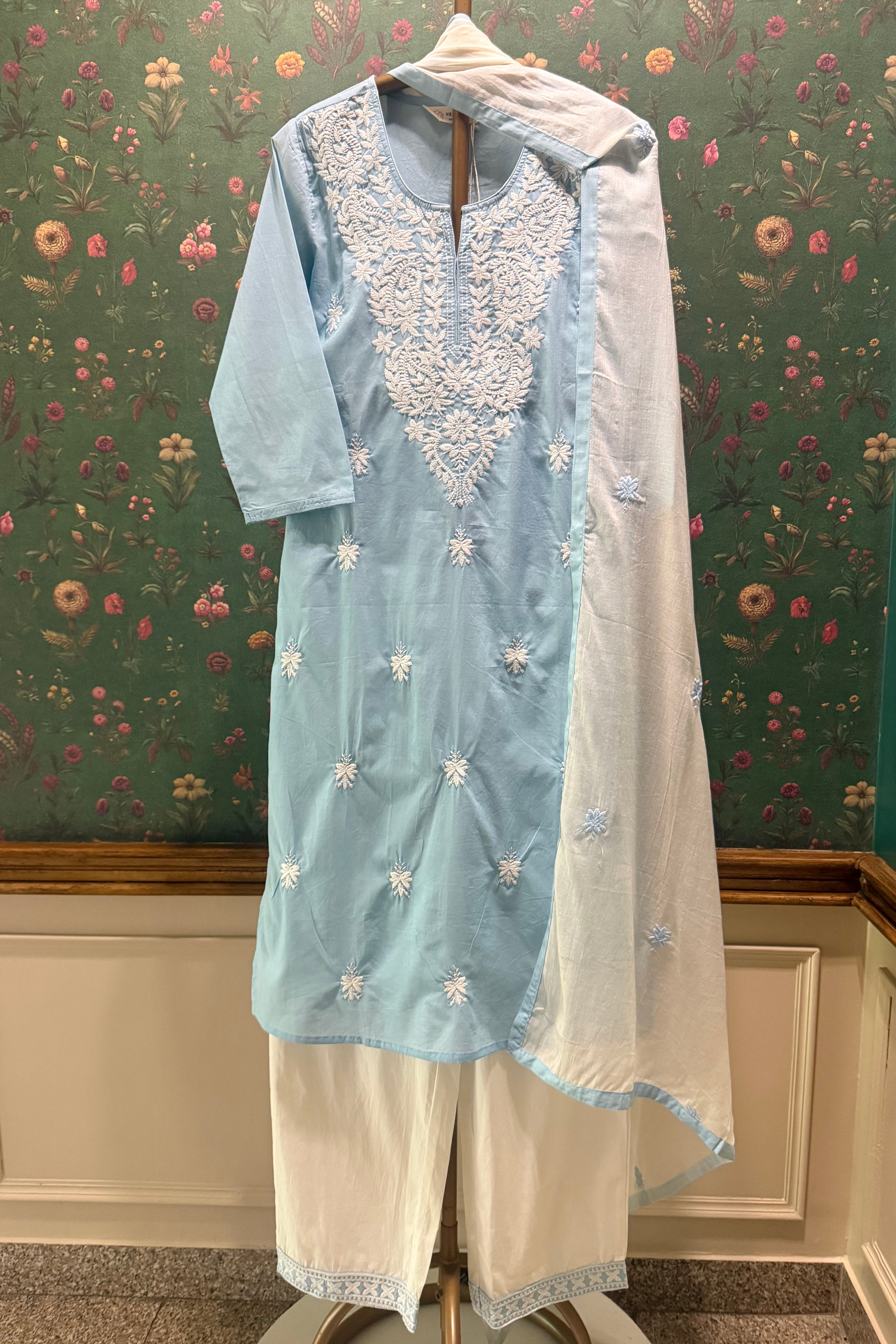 Pastel Blue Chikankari Suit Set | HER-703