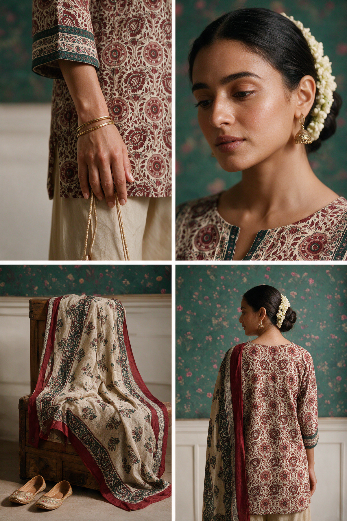 Maroon & Ivory Farshi Salwar Set